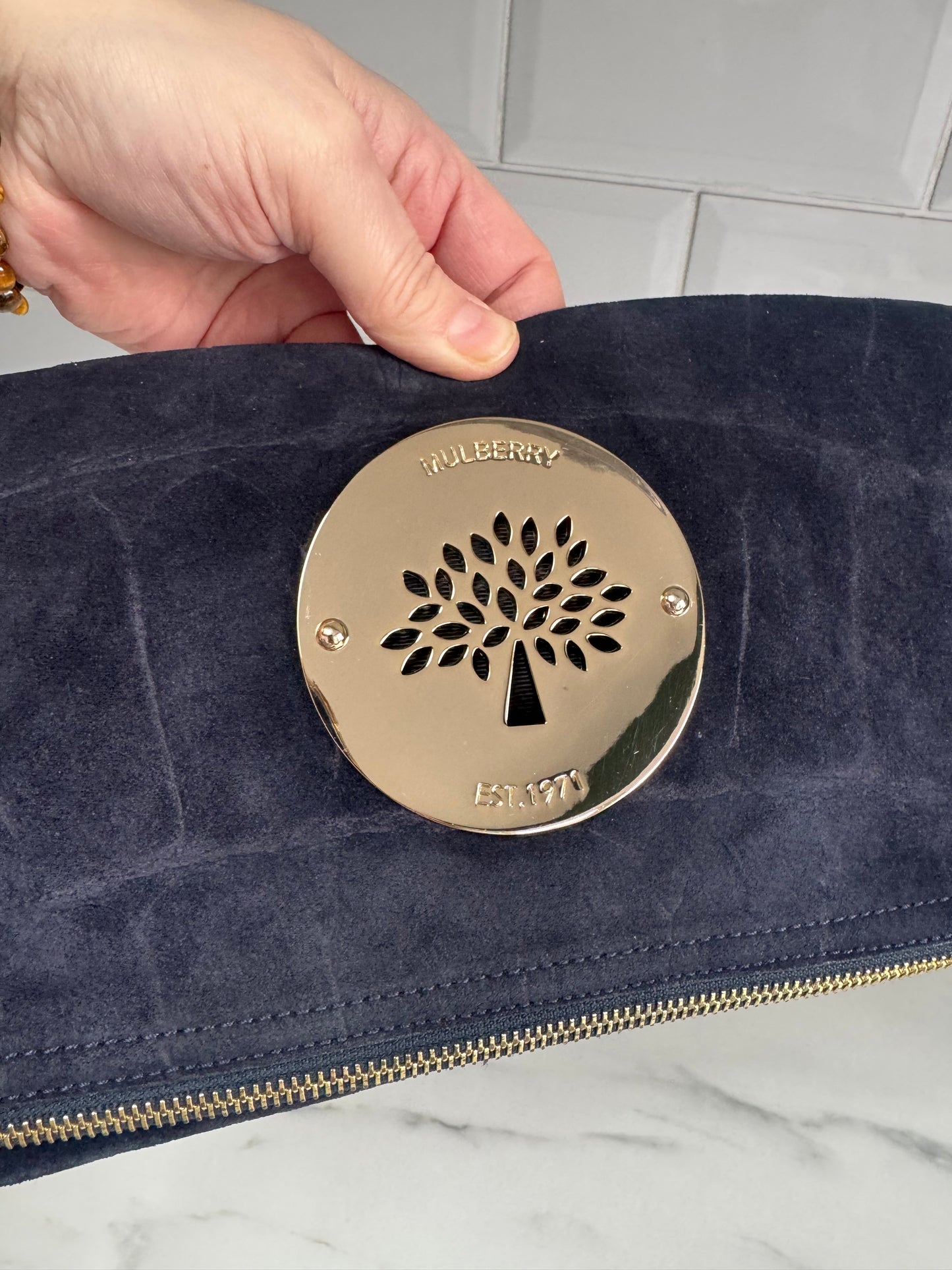 Mulberry Daria Clutch - blue Suede