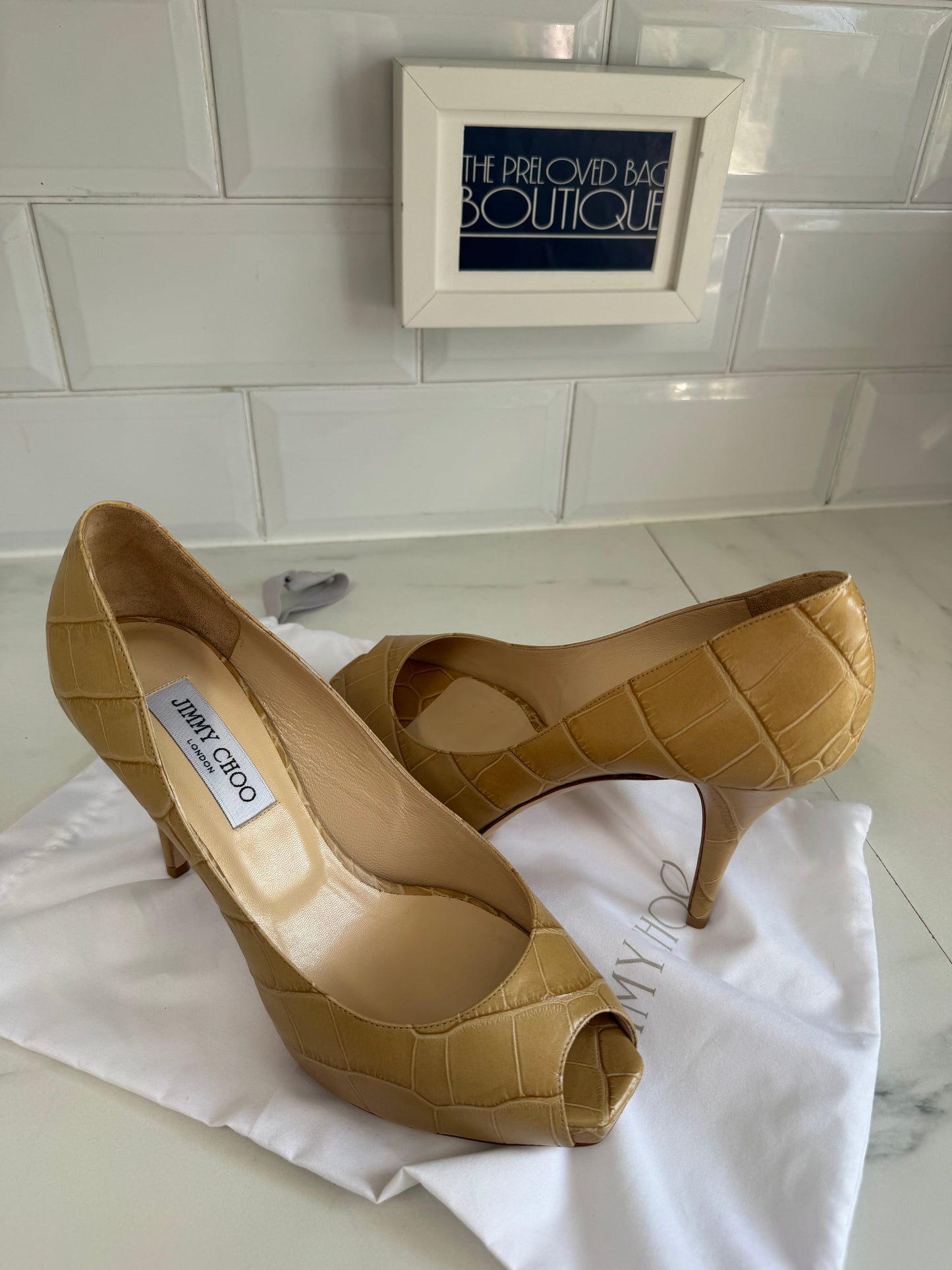 Jimmy Choo Peep Toe - Biscuit