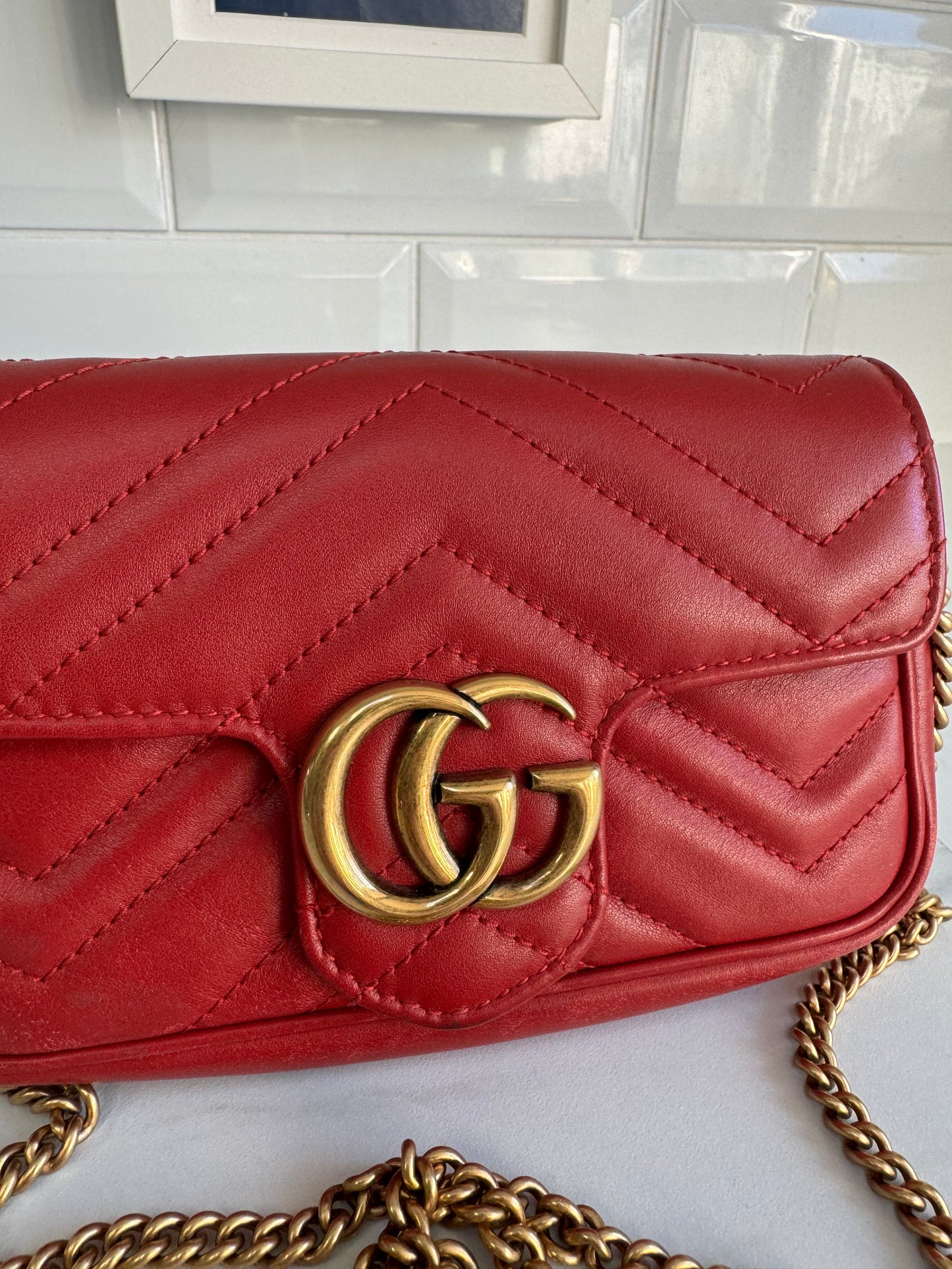 Gucci Super Mini Marmont - Red