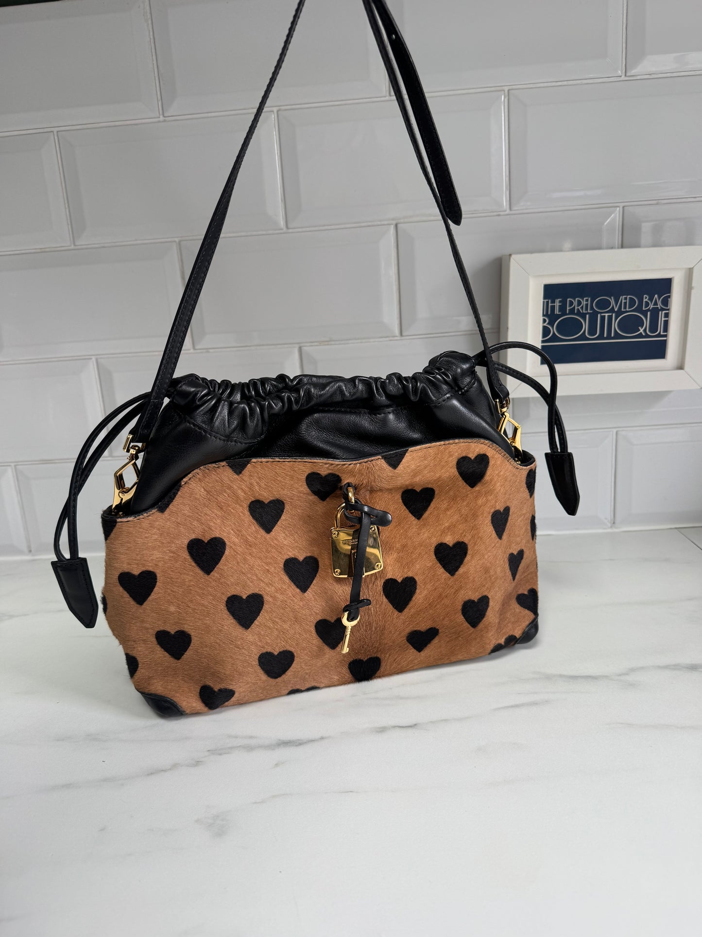 Burberry Little Crush Heart & Lock Bag - Brown and Black