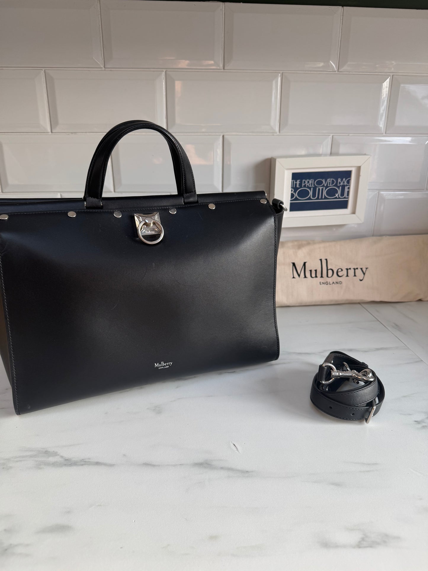 Mulberry Iris Flat Stud Tote - Black