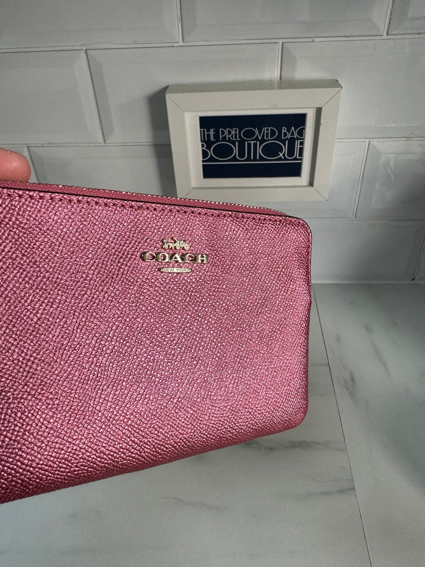 Coach Wristlet Pouch - Metallic Pink