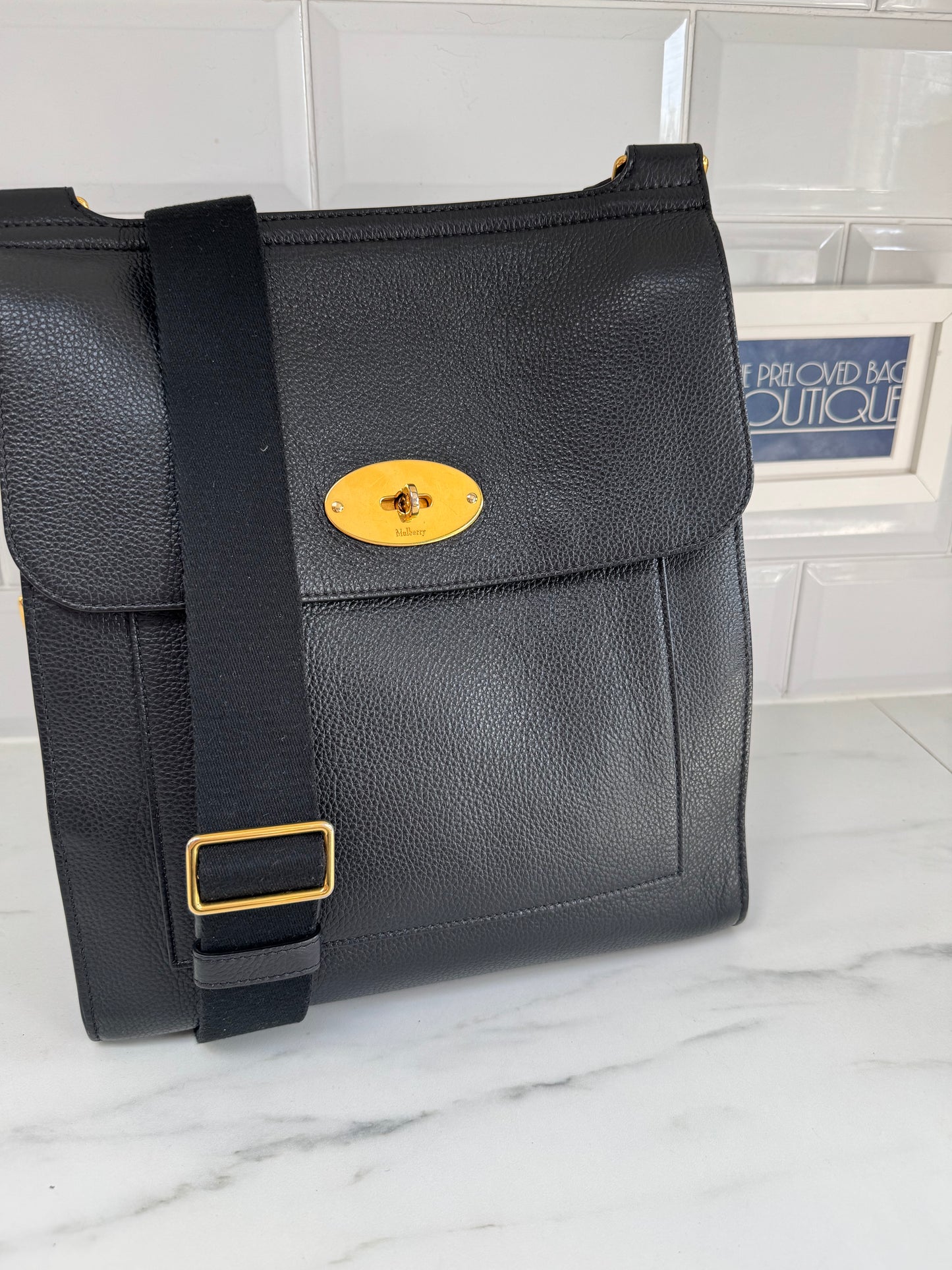 Mulberry Large Antony Messenger - Black