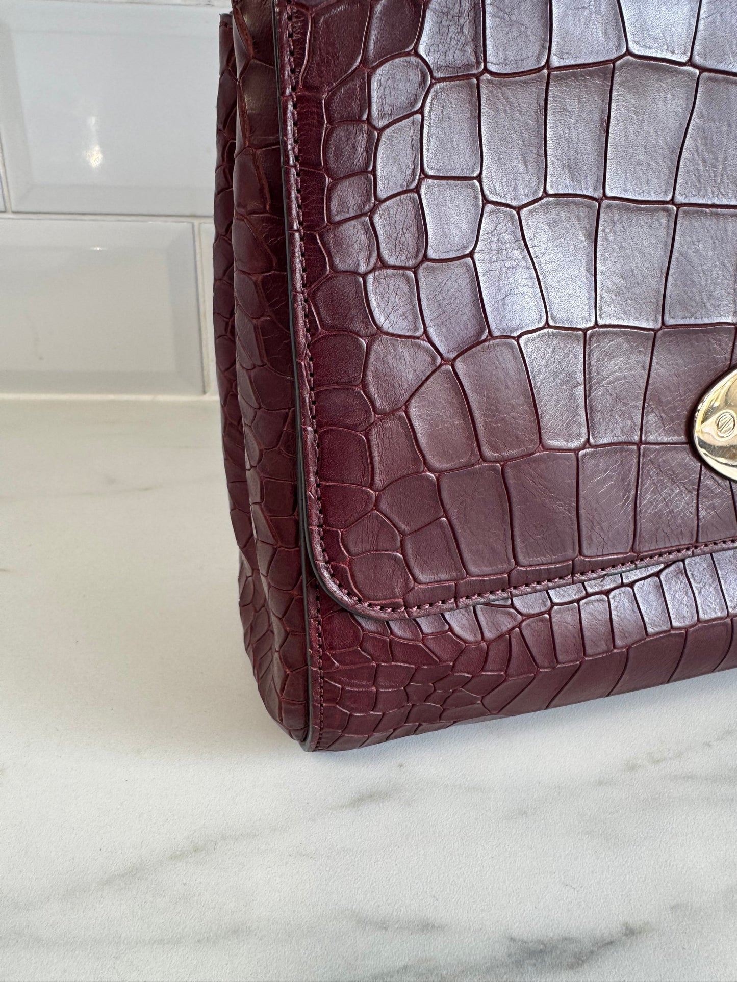 Mulberry Medium Lily - Oxblood Croc Embossed