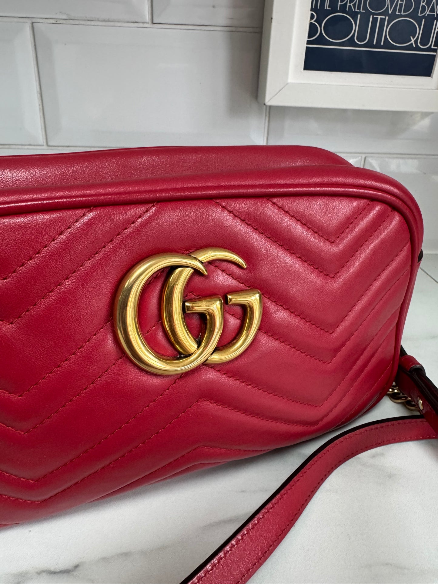 Gucci Marmont Small Shoulder Bag - Red