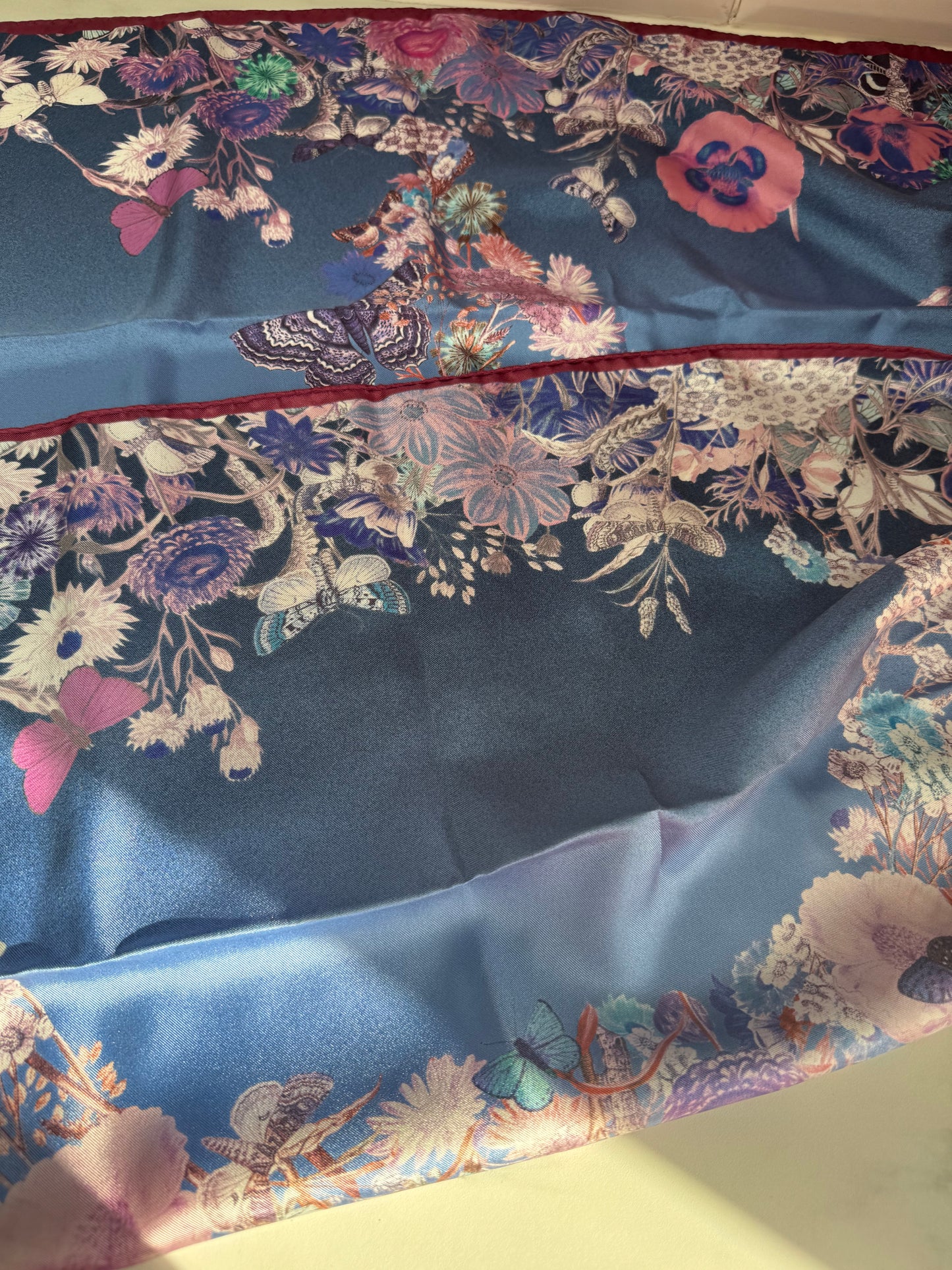 Aspinal “A” Floral scarf - Blue