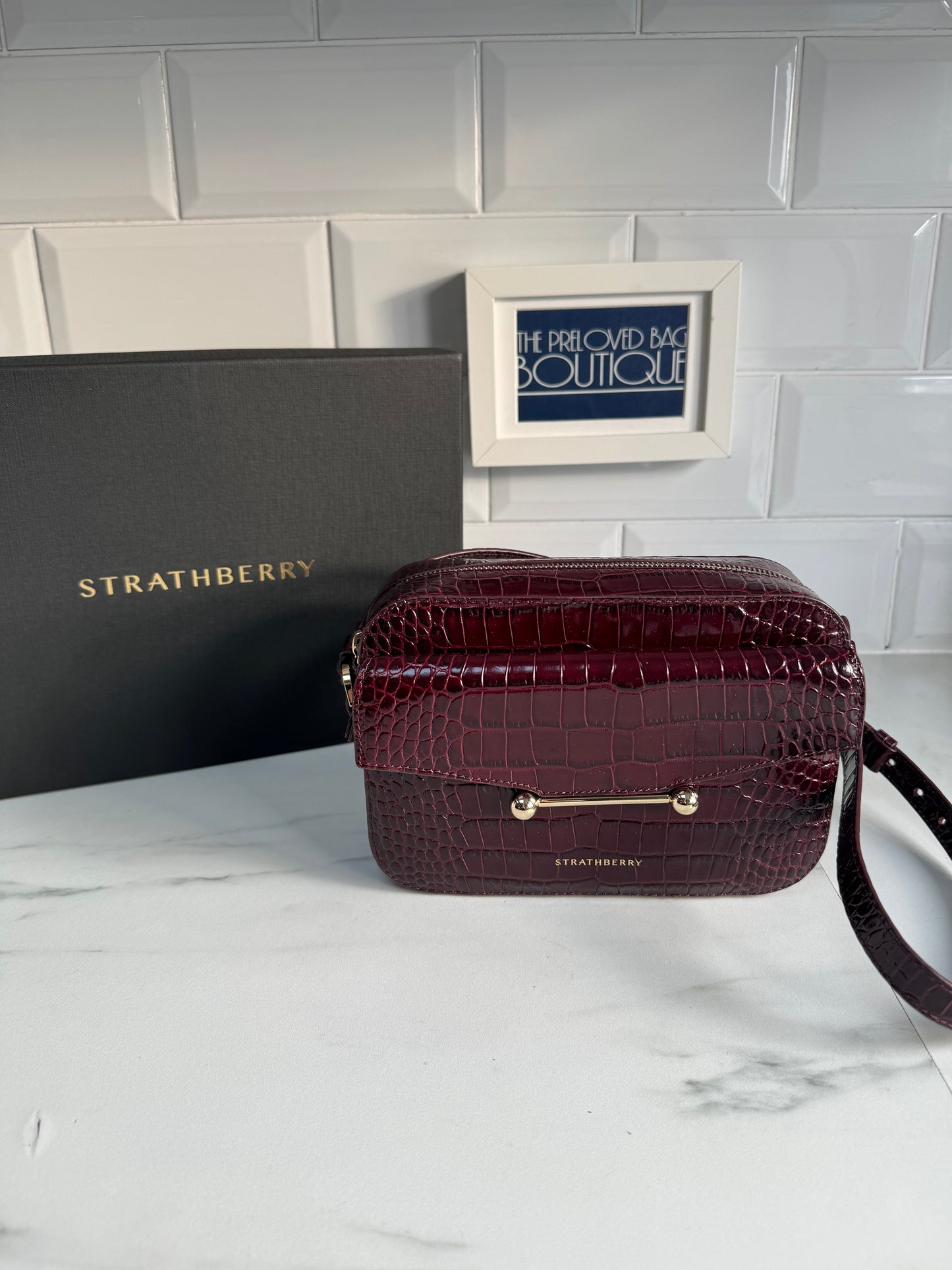 Strathberry Mosaic Camera Bag - Burgundy