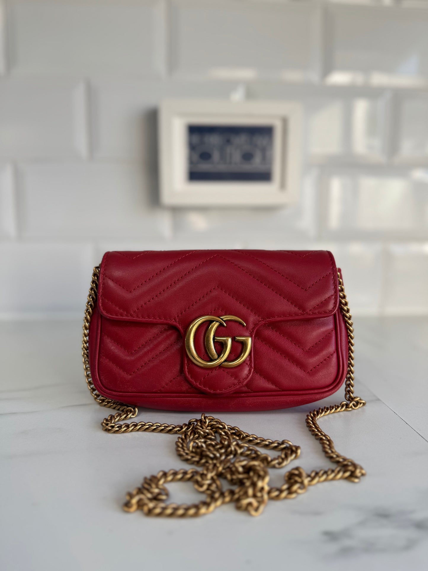 Gucci Super Mini Marmont - Red