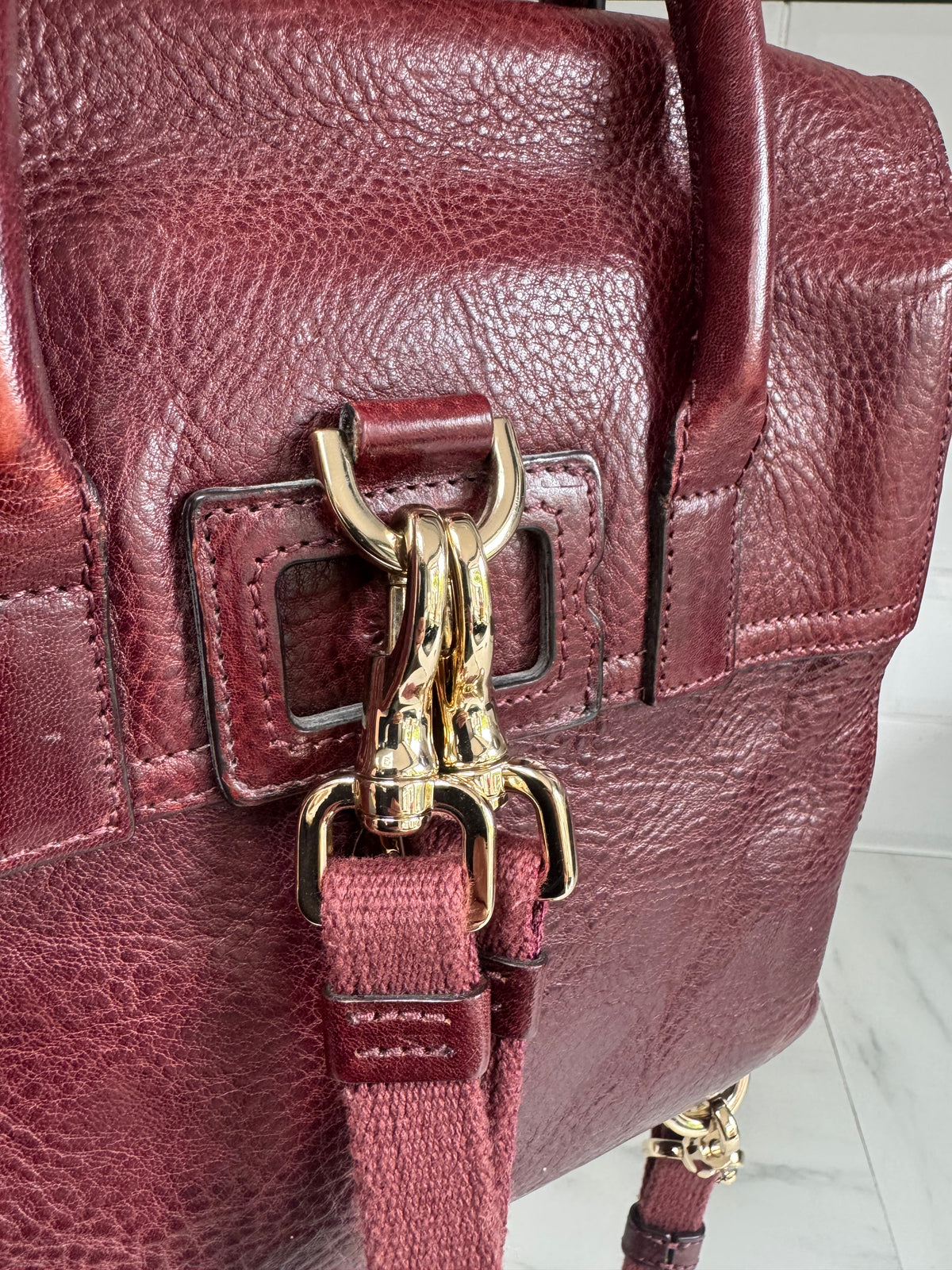 Mulberry “Limited Edition” Mini Cara Delevigne Backpack - Oxblood NVT