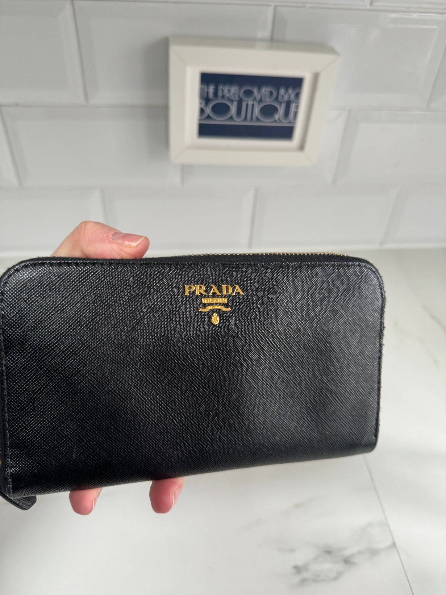 Prada Zip Around Wallet - Black