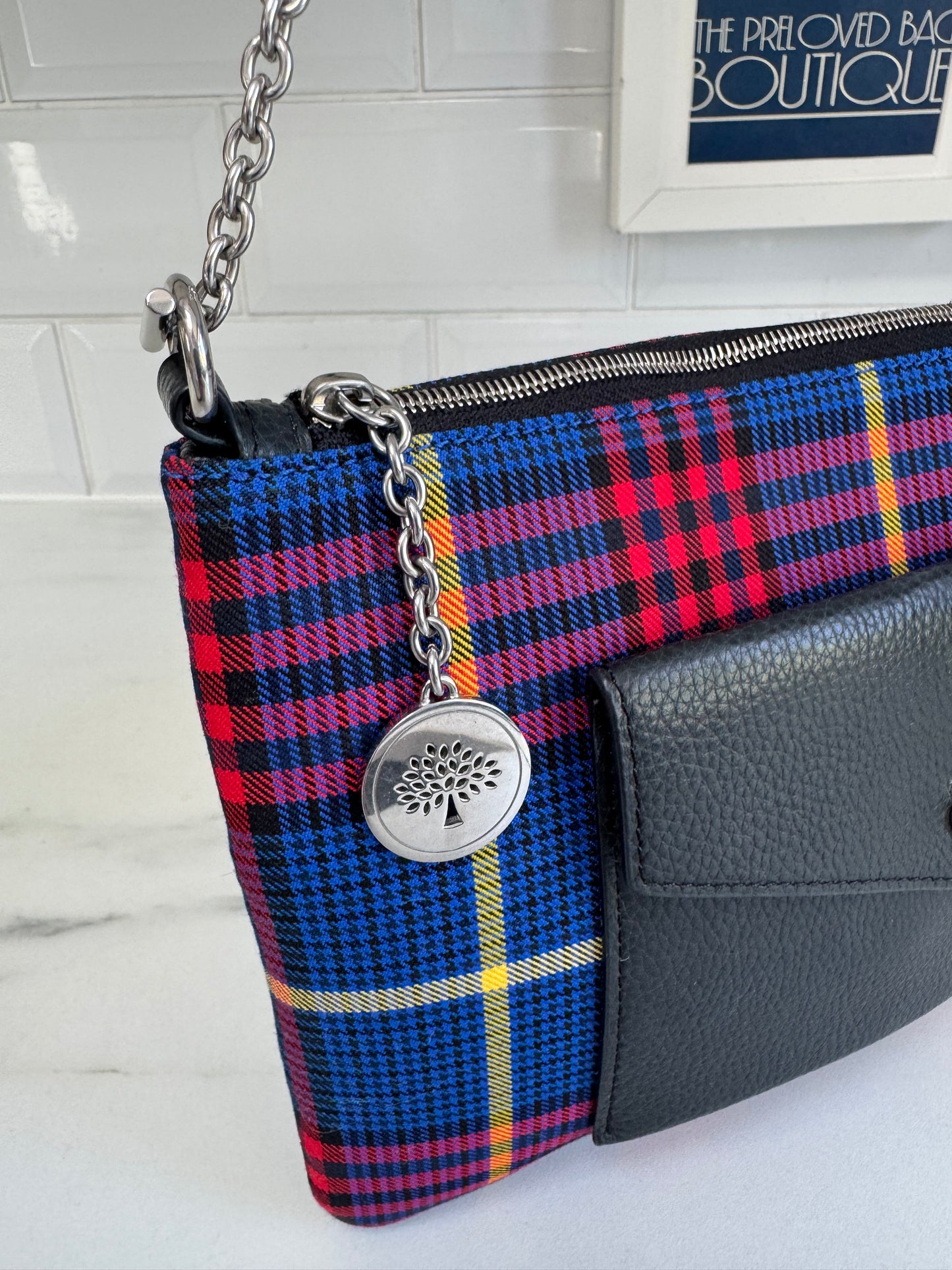 Mulberry Tartan Pouch - Blue Yellow and Red