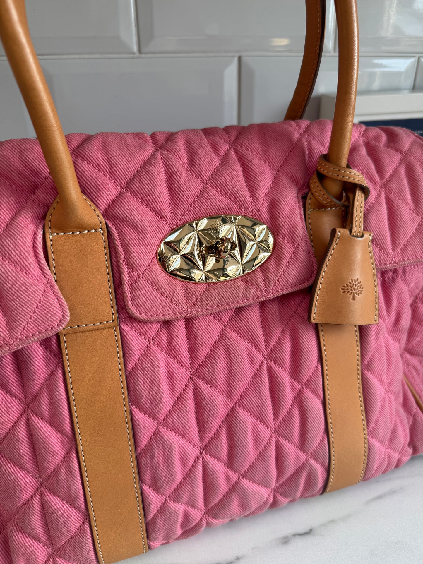 Mulberry Denim Quilted Bayswater - Candy Pink