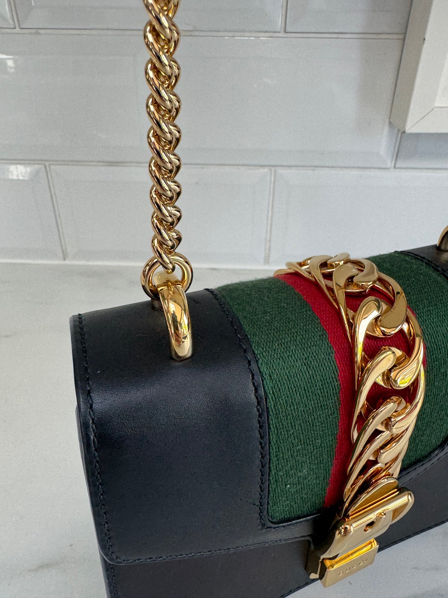 Gucci Mini Sylvia Shoulder bag - Black, Green, Red and Gold