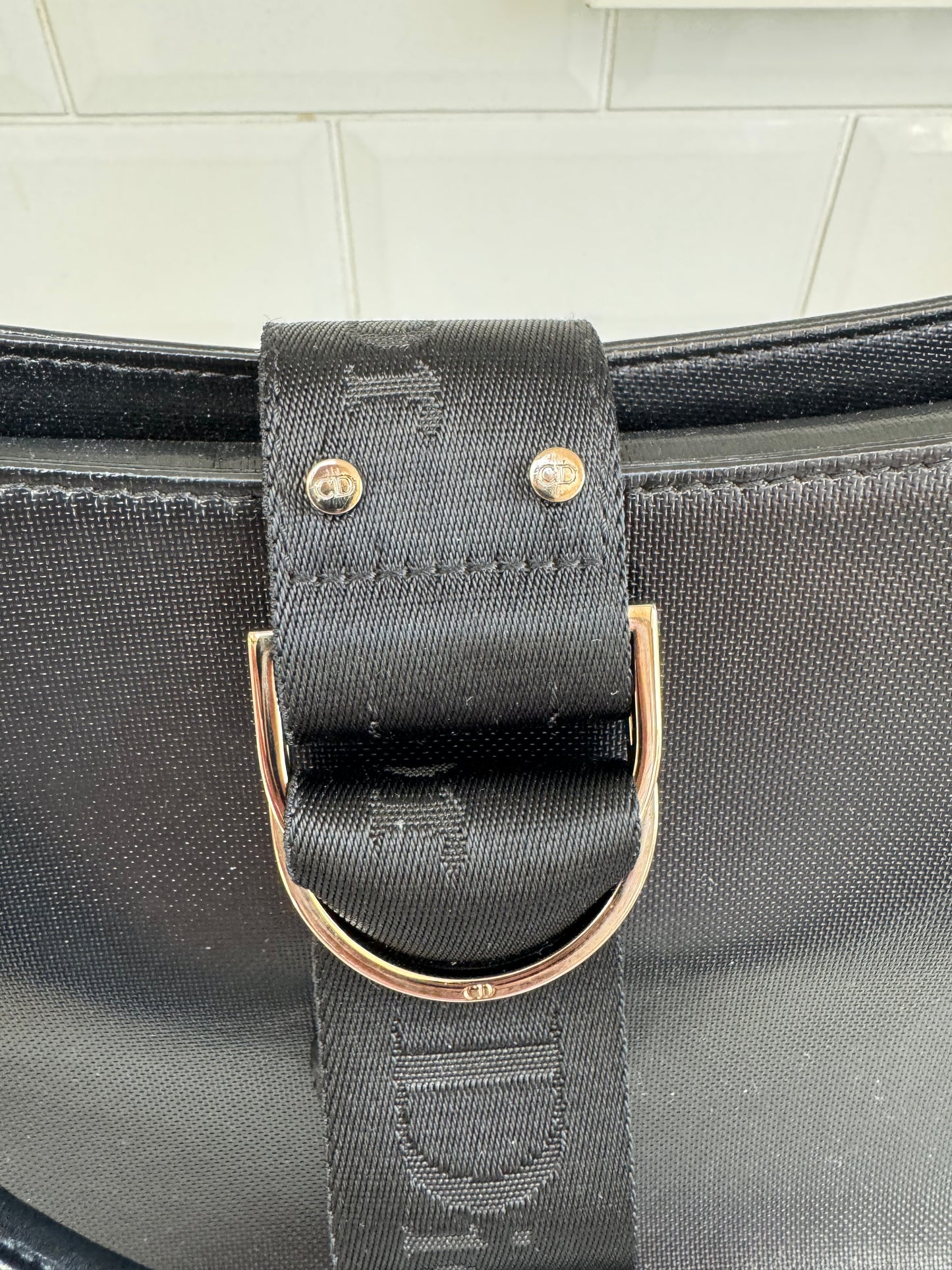 Christian Dior Diamanté Clip Shoulder Bag - Black