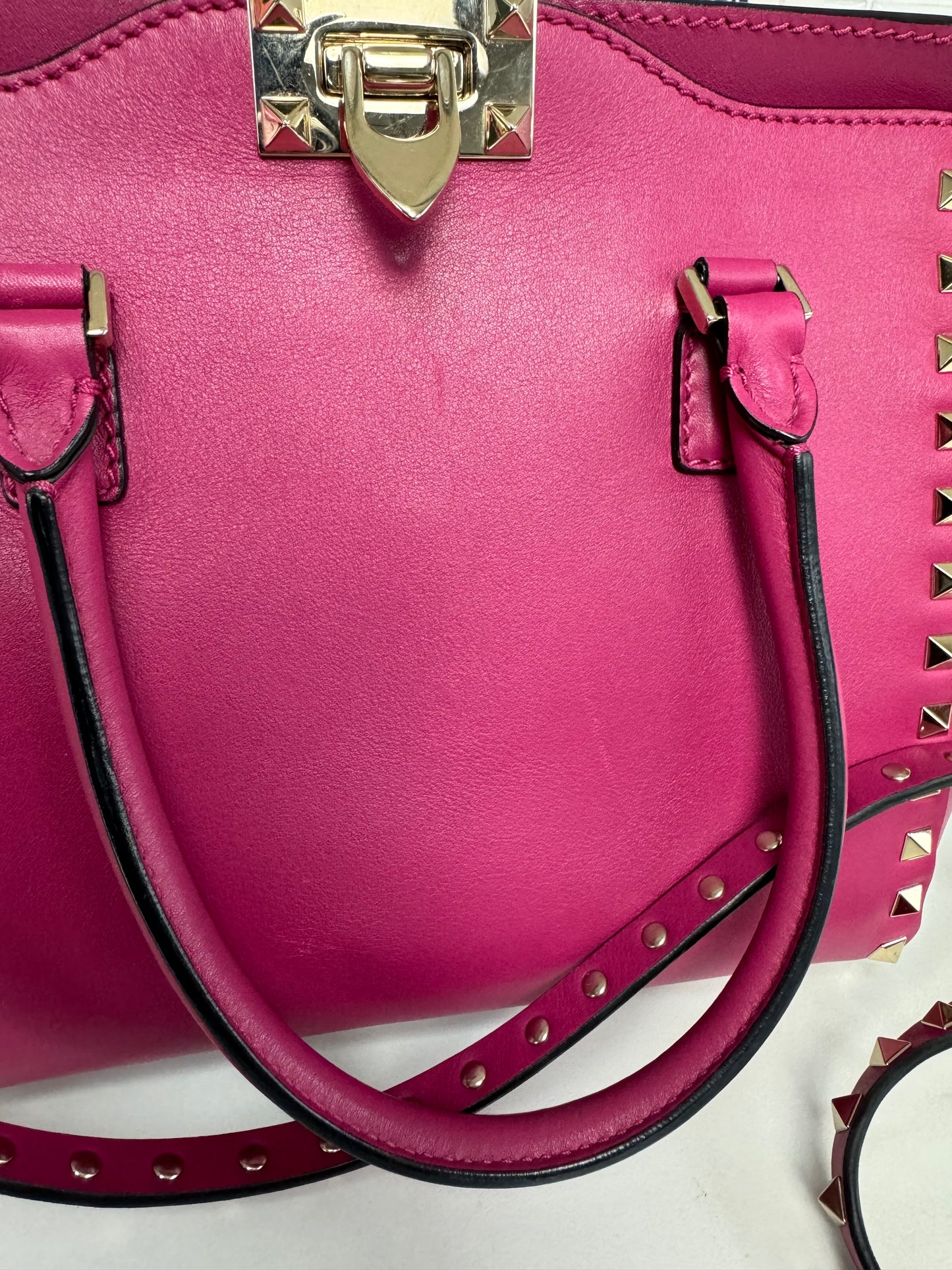 Valentino Rockstud Small Trapeze Tote - Magenta Pink