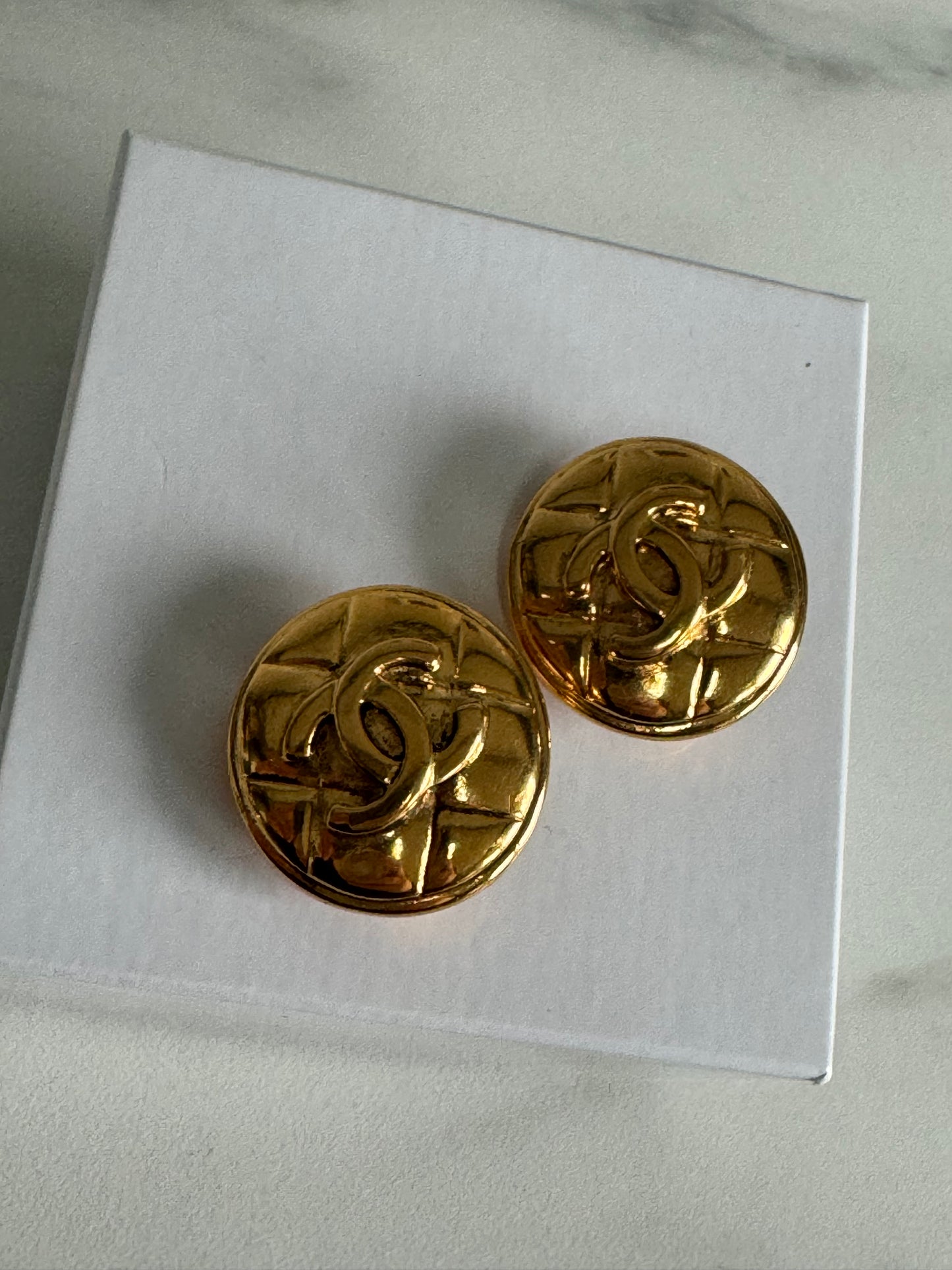 Chanel CC Quilted Clip on Earrings - gold plated