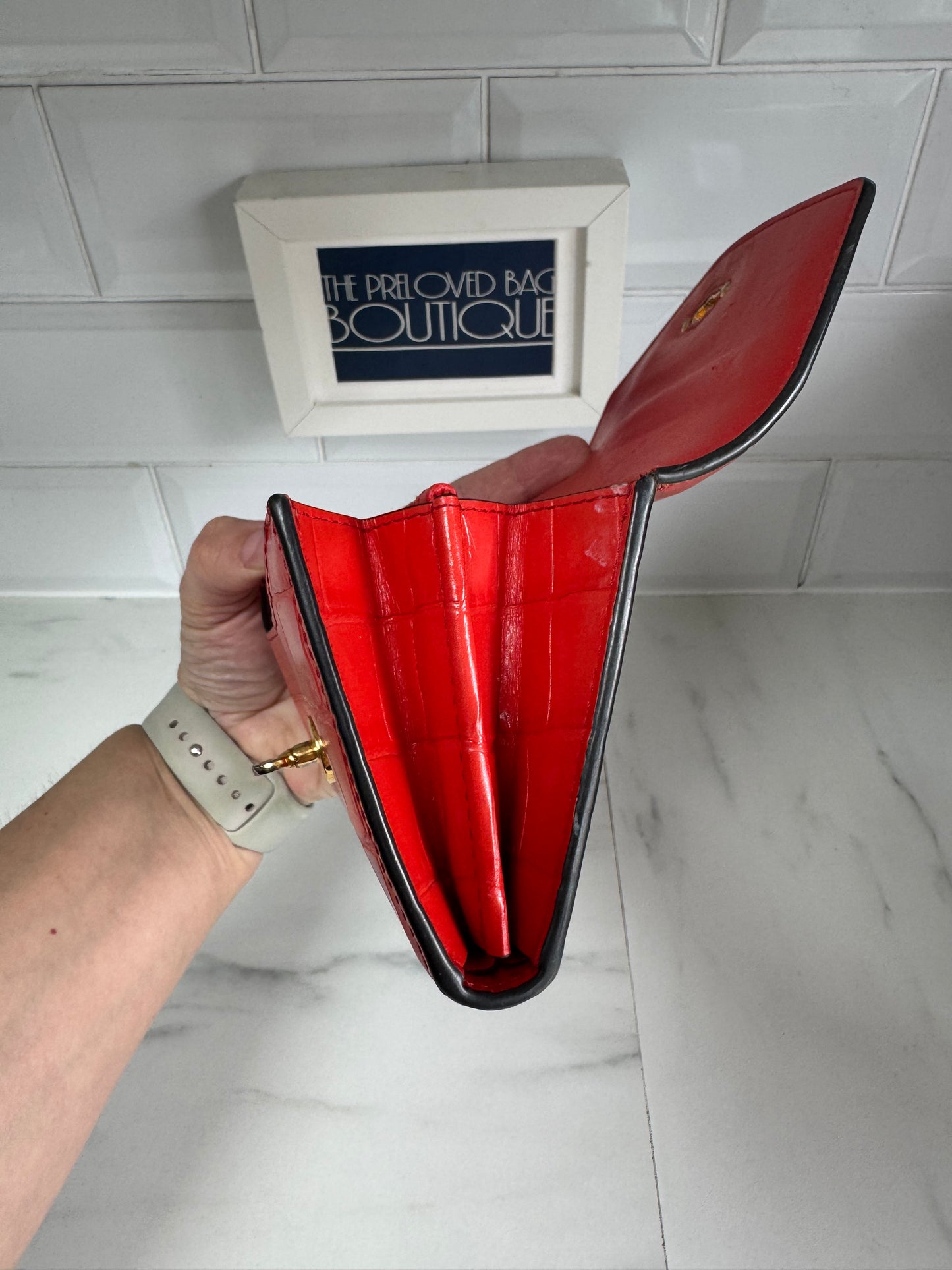 Mulberry Medium Darley wallet - Tomato Red Croc Embossed