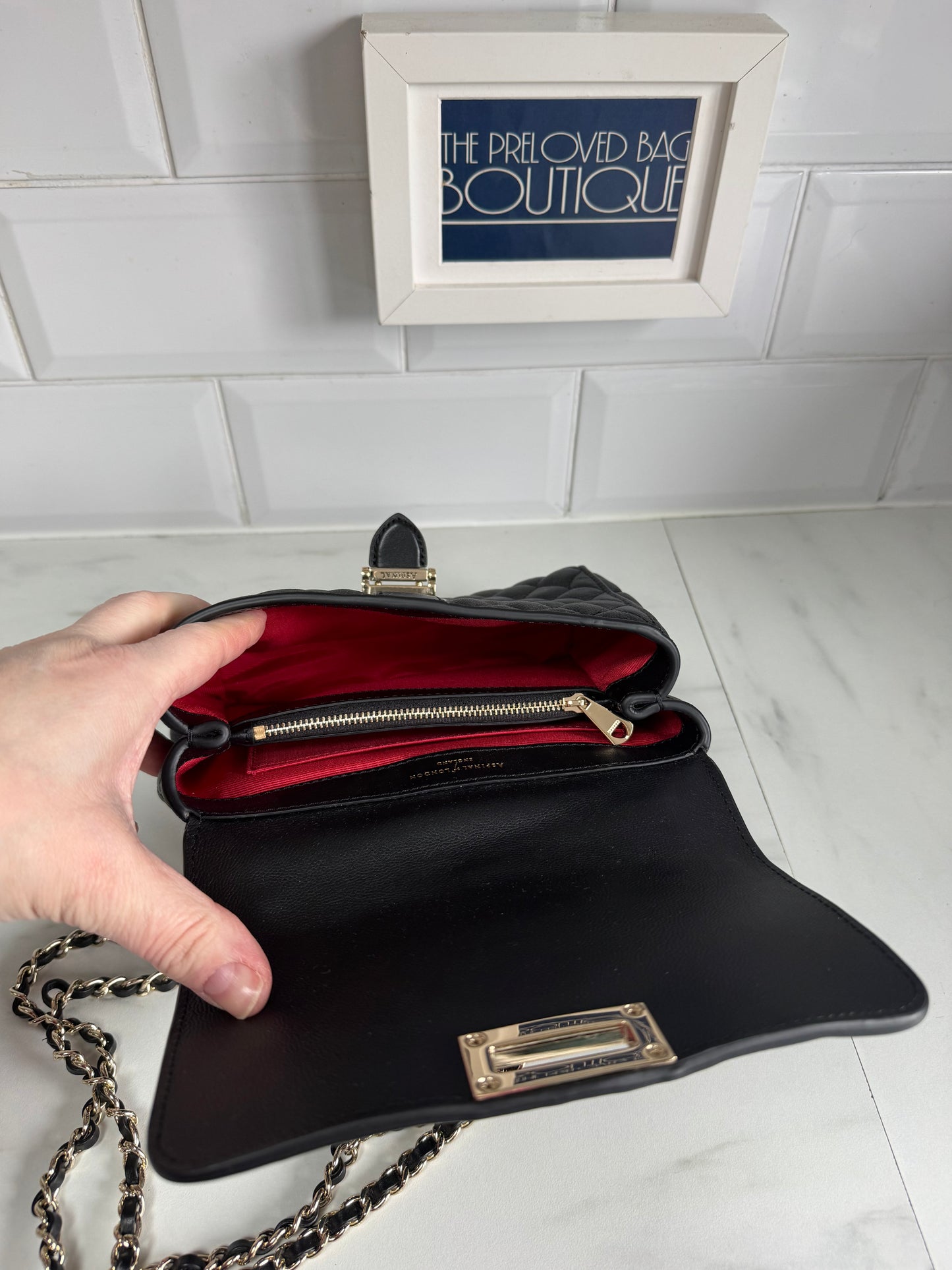 Aspinal of London Lottie Quilted Shoulder Bag - Black