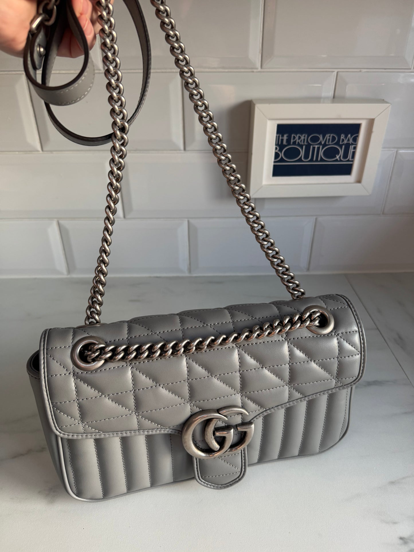 Gucci GG Marmont Shoulder Bag - Grey