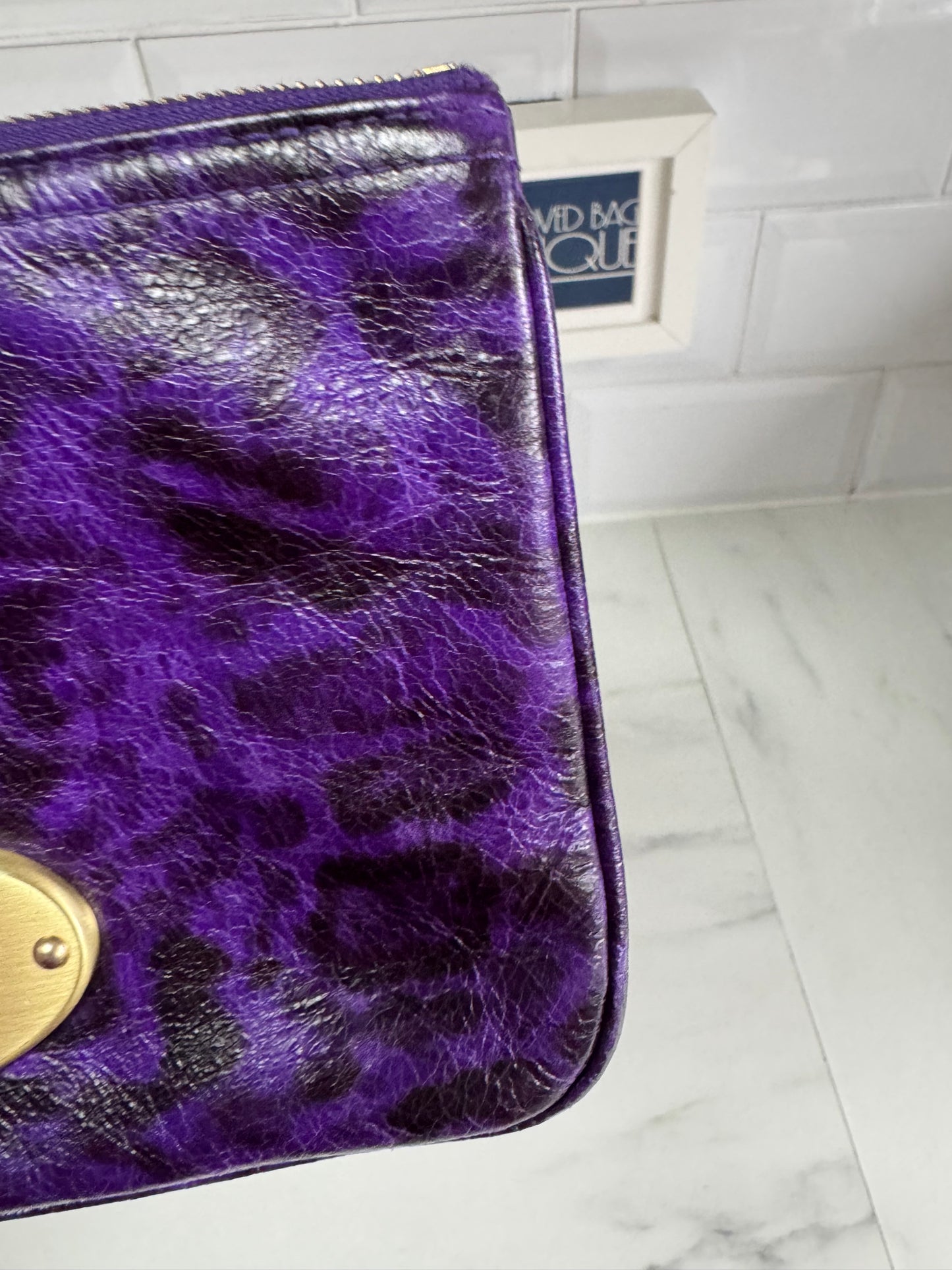 Mulberry Mitzy Zip Top Pouch - Purple Animal sprint