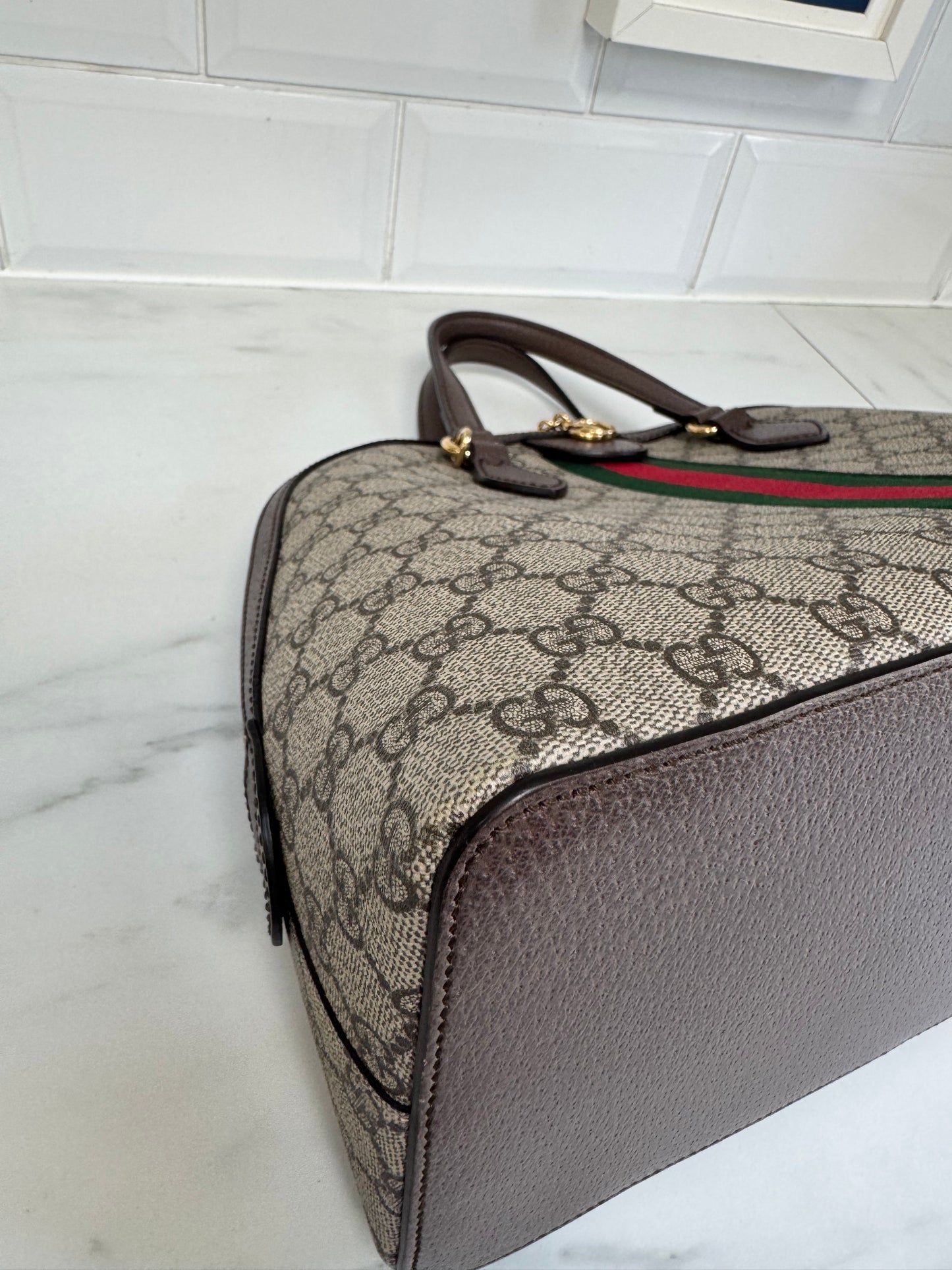 Gucci Ophidia GG Supreme Dome Bag - Grey, Red, Brown and Green