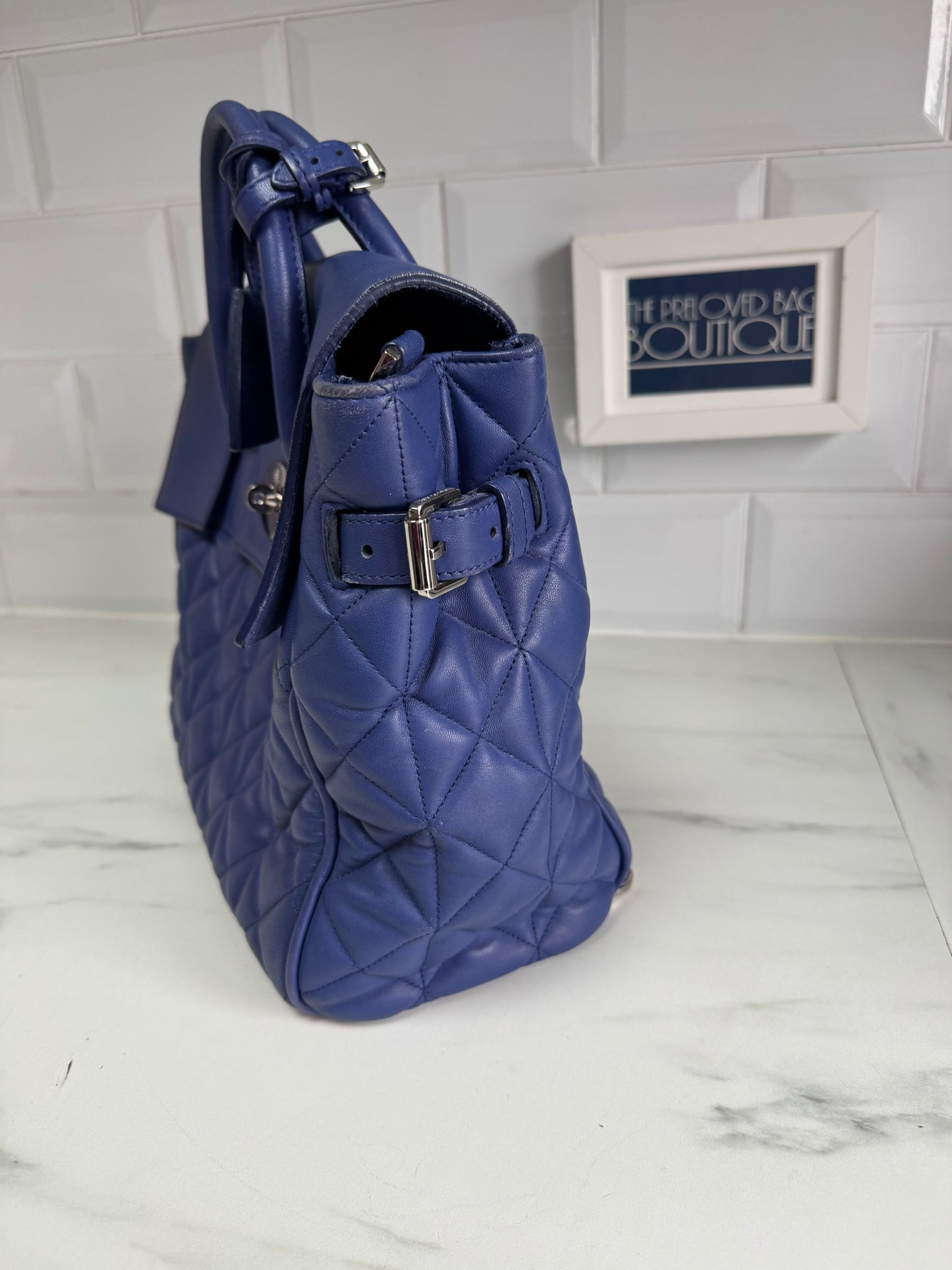 Mulberry Medium Quilted “Cara Delevingne” Backpack - Indigo Blue