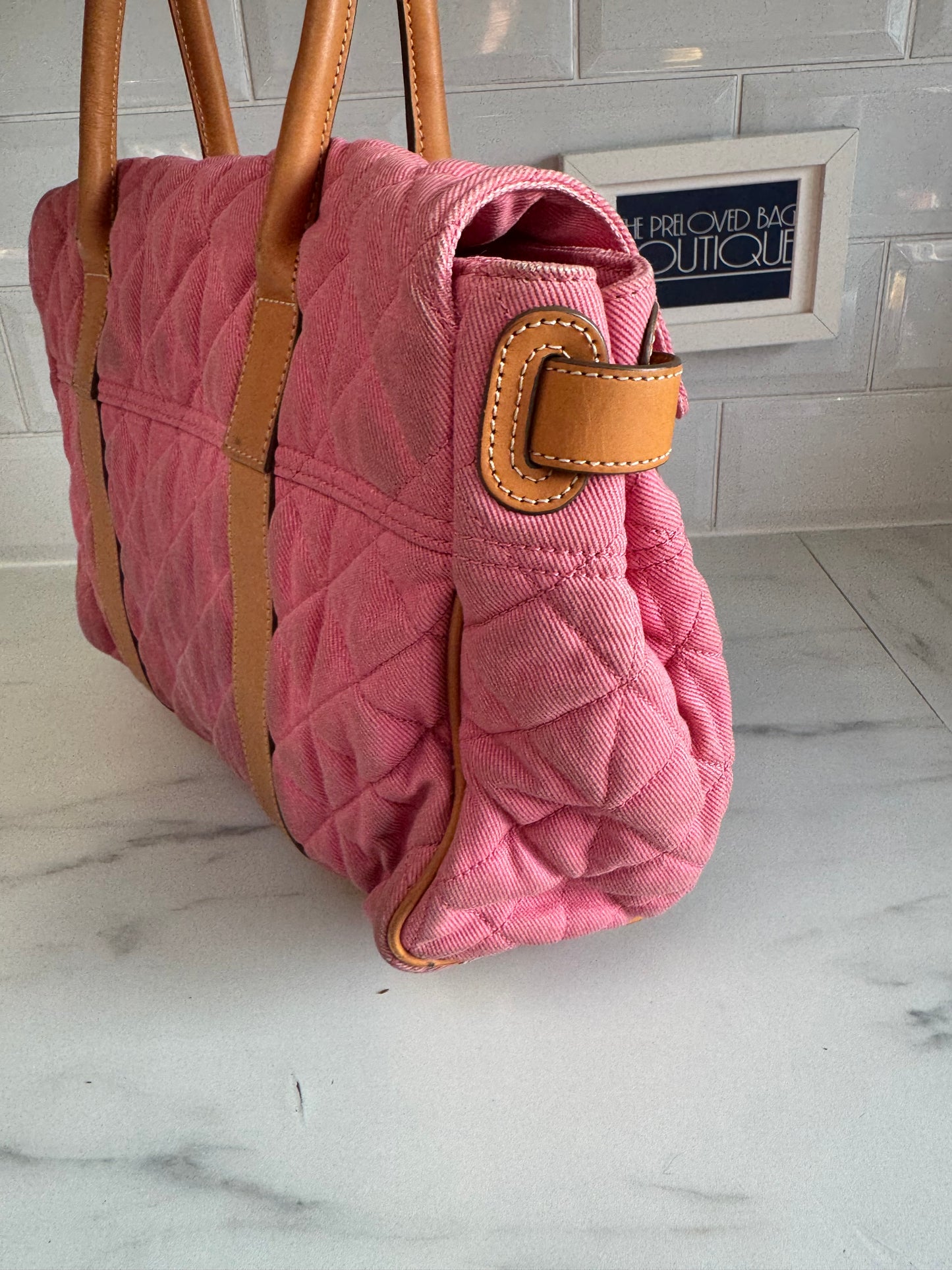 Mulberry Denim Quilted Bayswater - Candy Pink