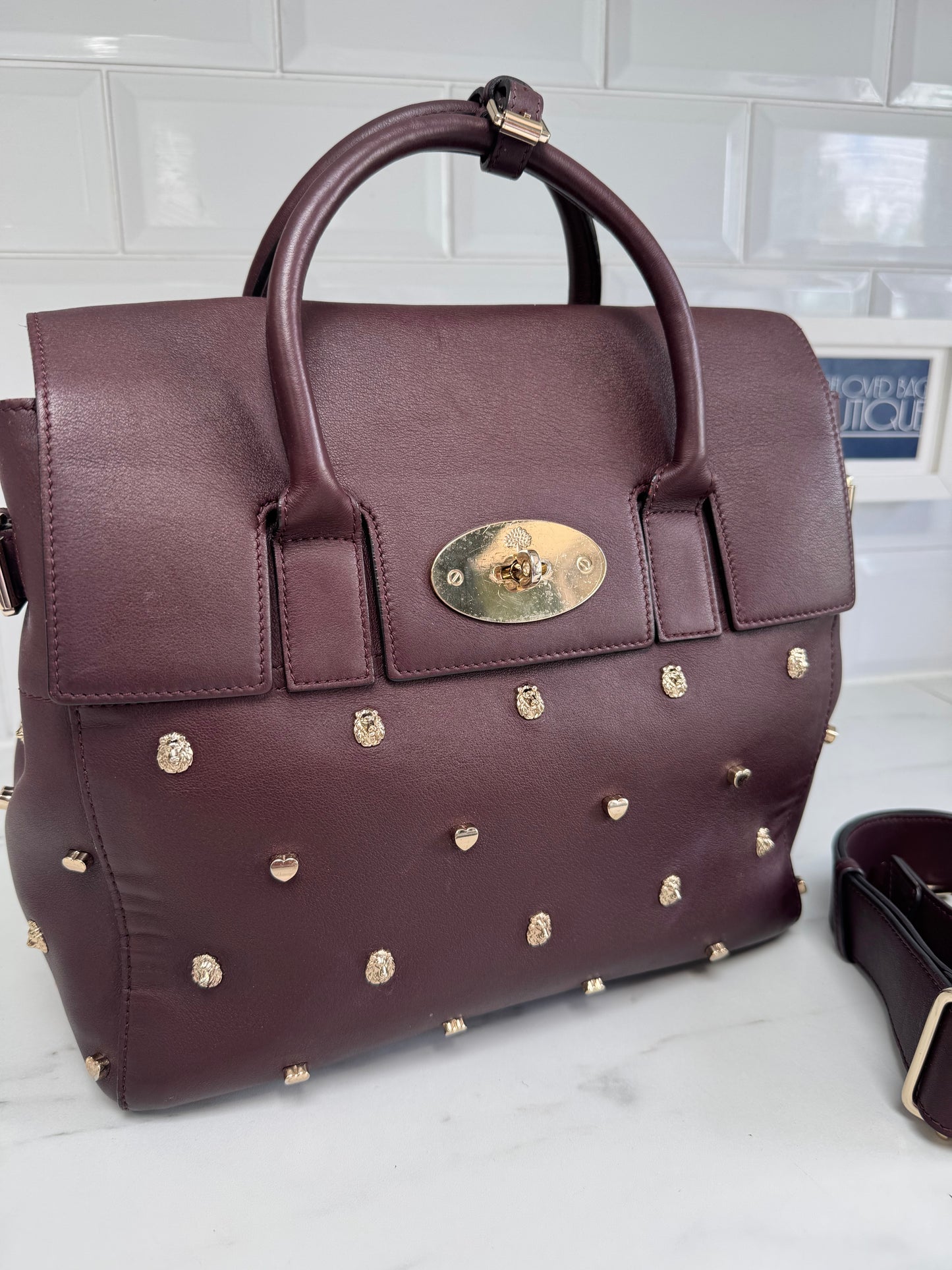 Mulberry Medium Limited Edition Cara  Delevingne Lion and Heart Rivet Backpack - Oxblood