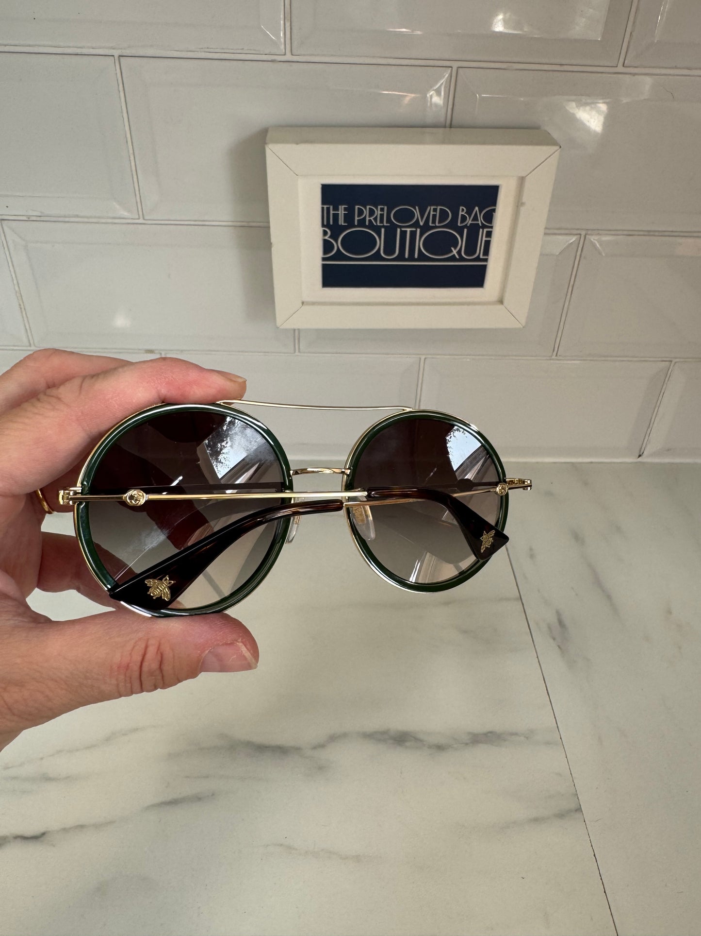 Gucci Round Sunglasses - Green and Red