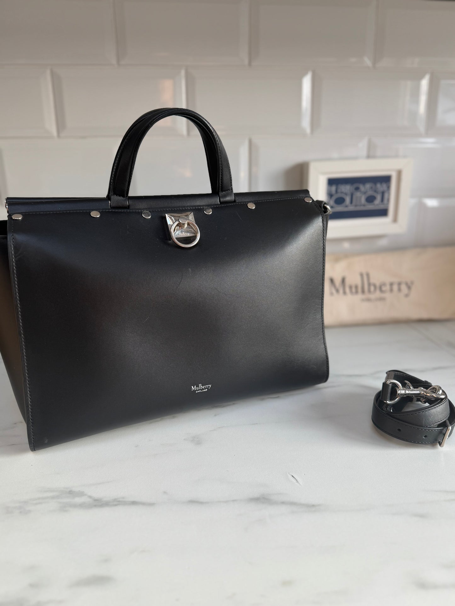 Mulberry Iris Flat Stud Tote - Black