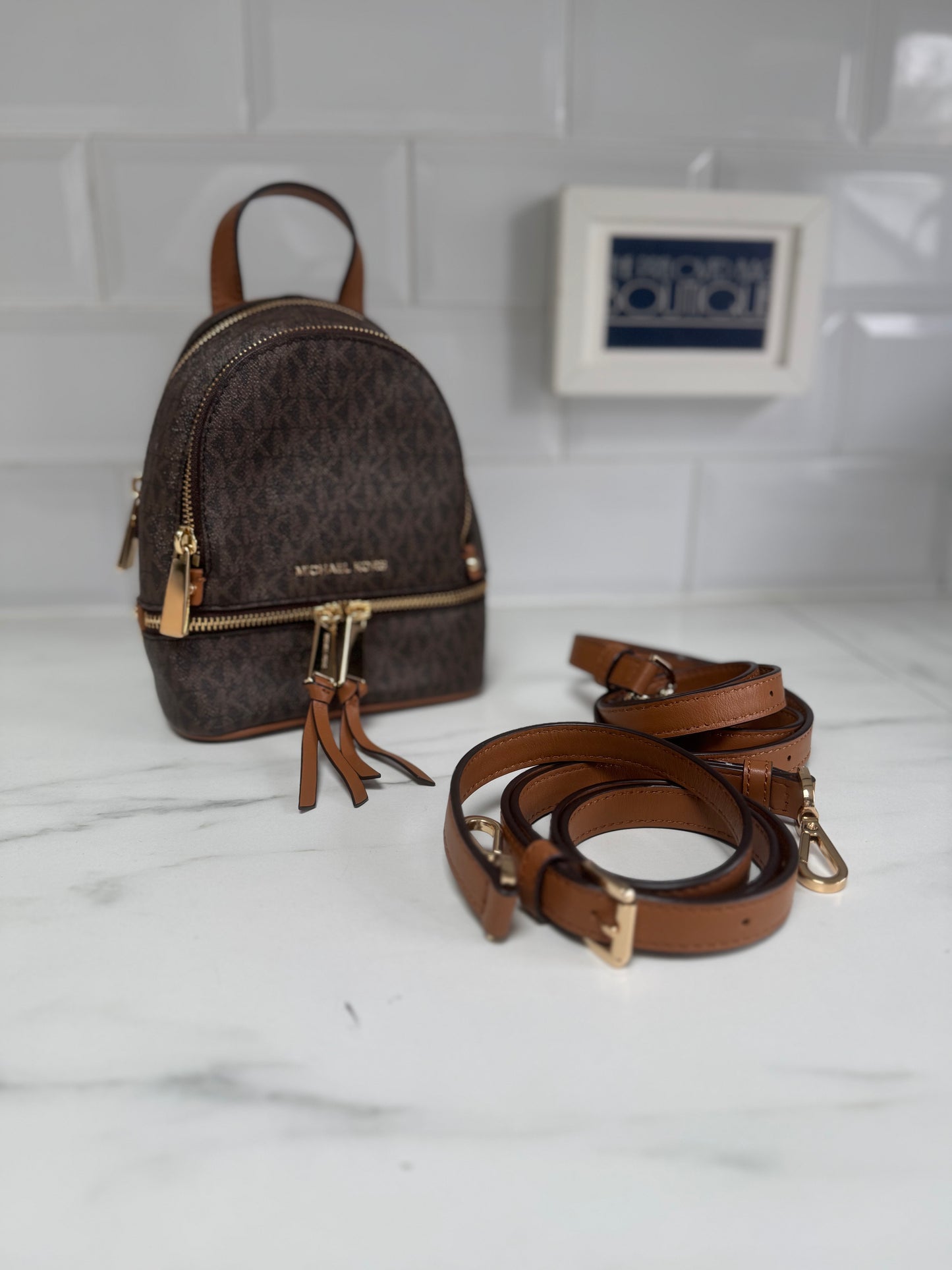 Michael Kors Rhea Mini Backpack - Brown