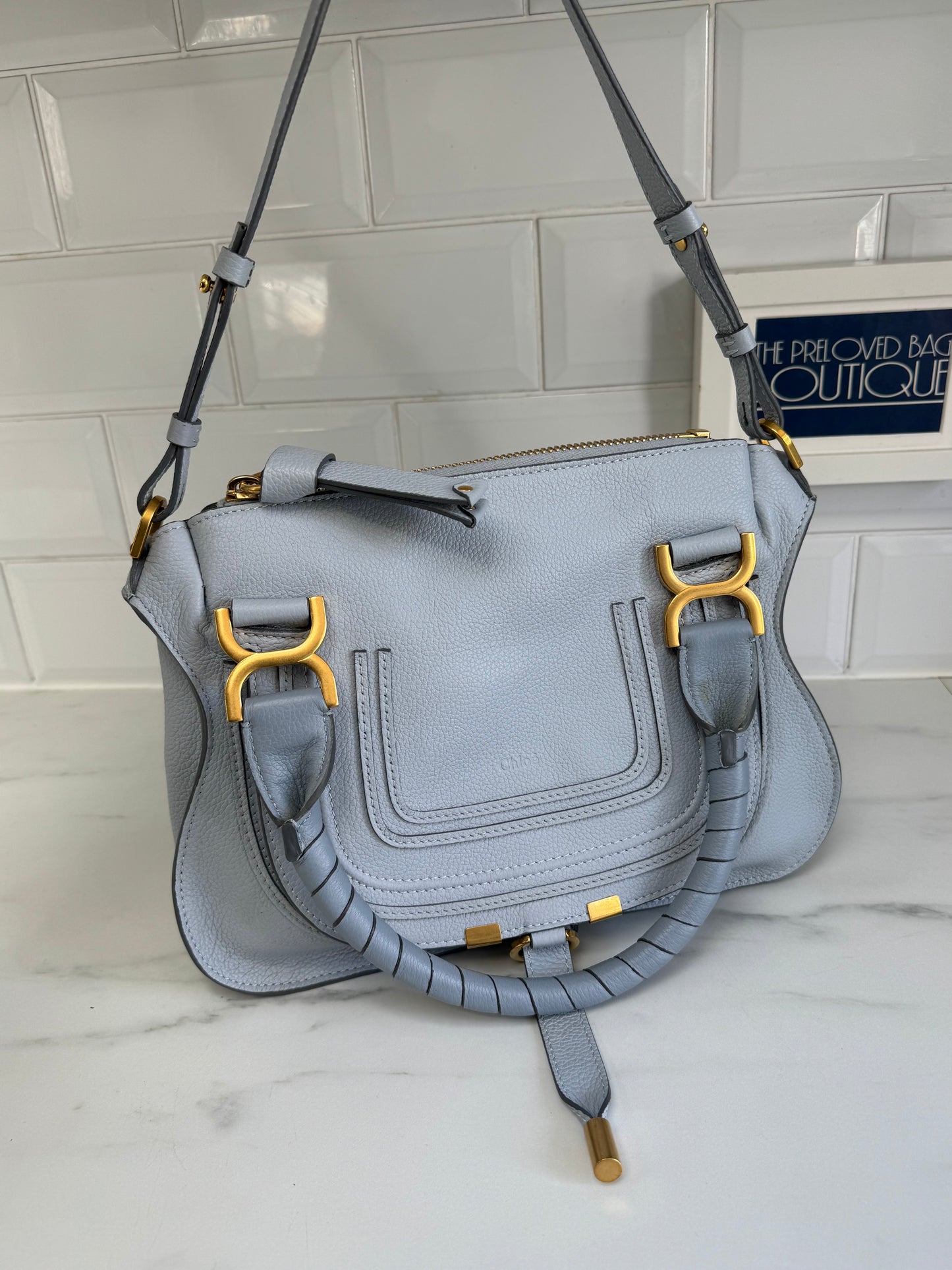 Chloé Small Marcie Saddle Bag - Washed Blue