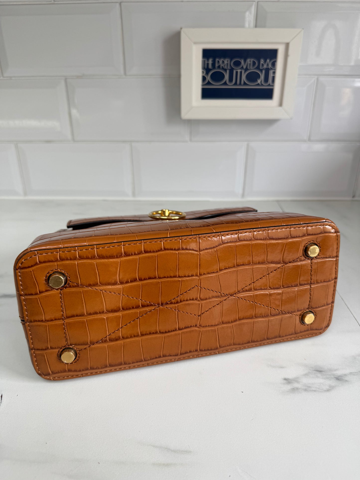 Mulberry Mini Seaton - Tobacco Brown Croc Embossed