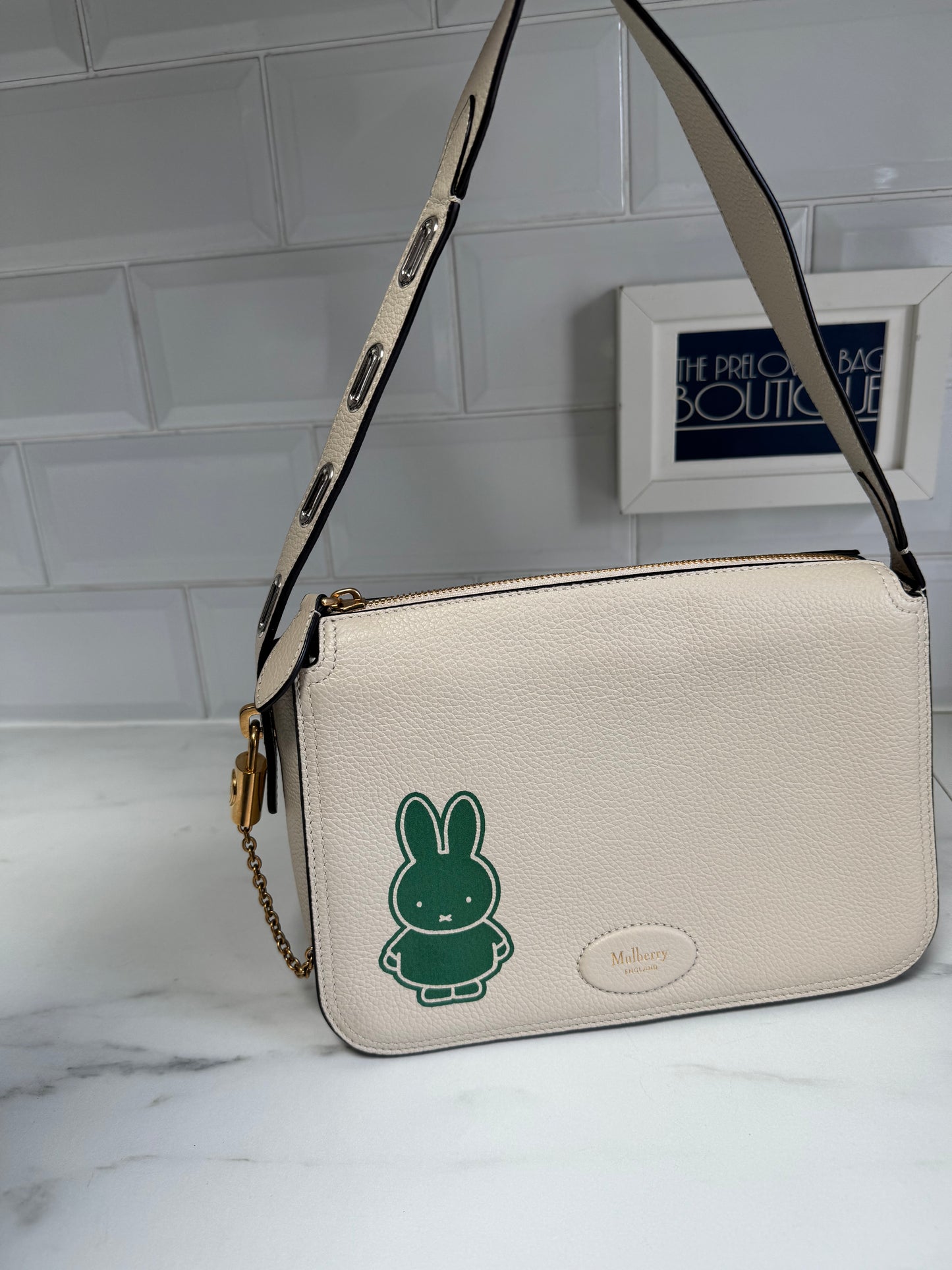 Mulberry Limited Edition “Miffy” Billie Shoulder Bag - Chalk & Green