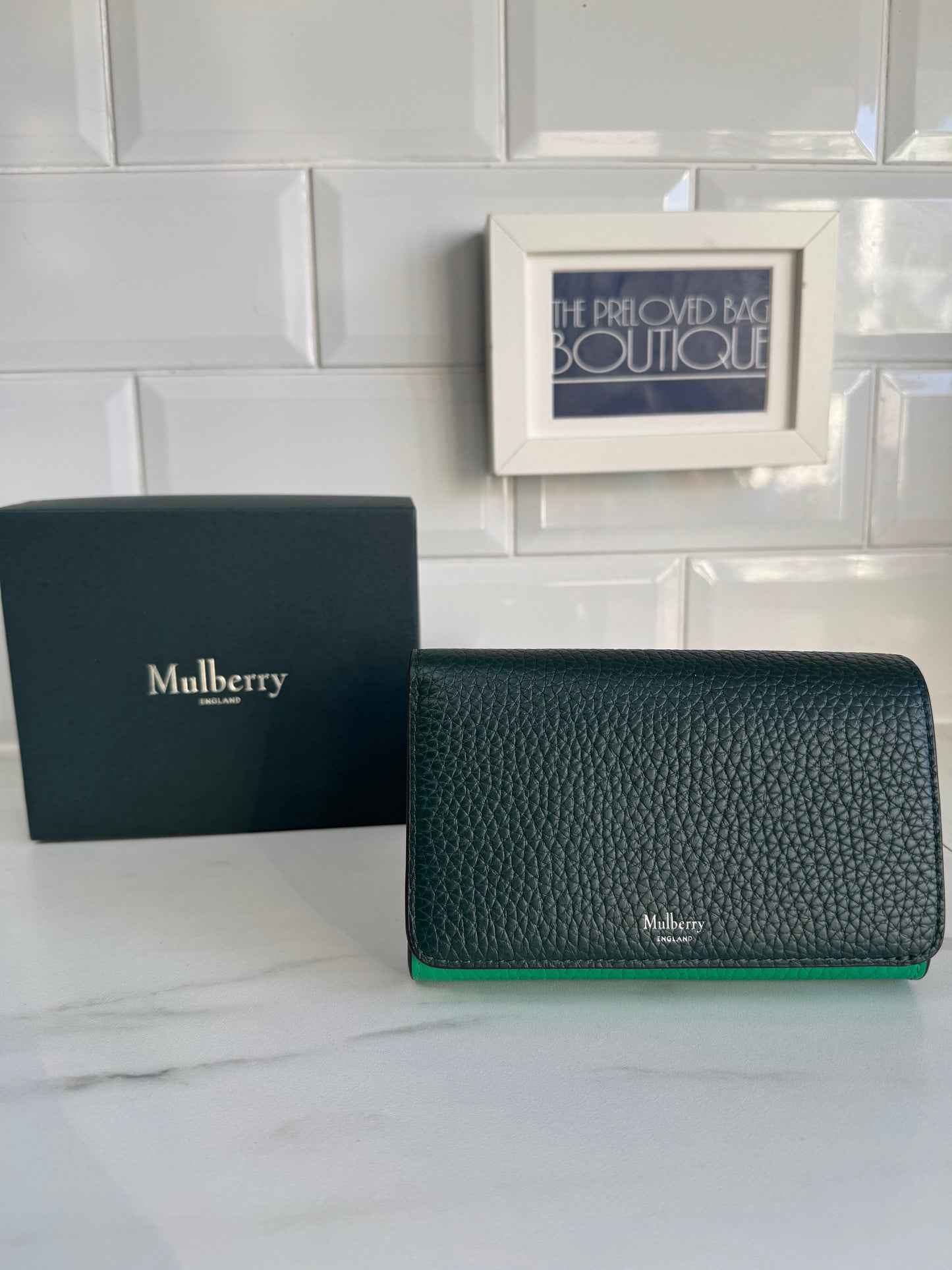 Mulberry Medium Continental Wallet - Mulberry Green and Lawn Green