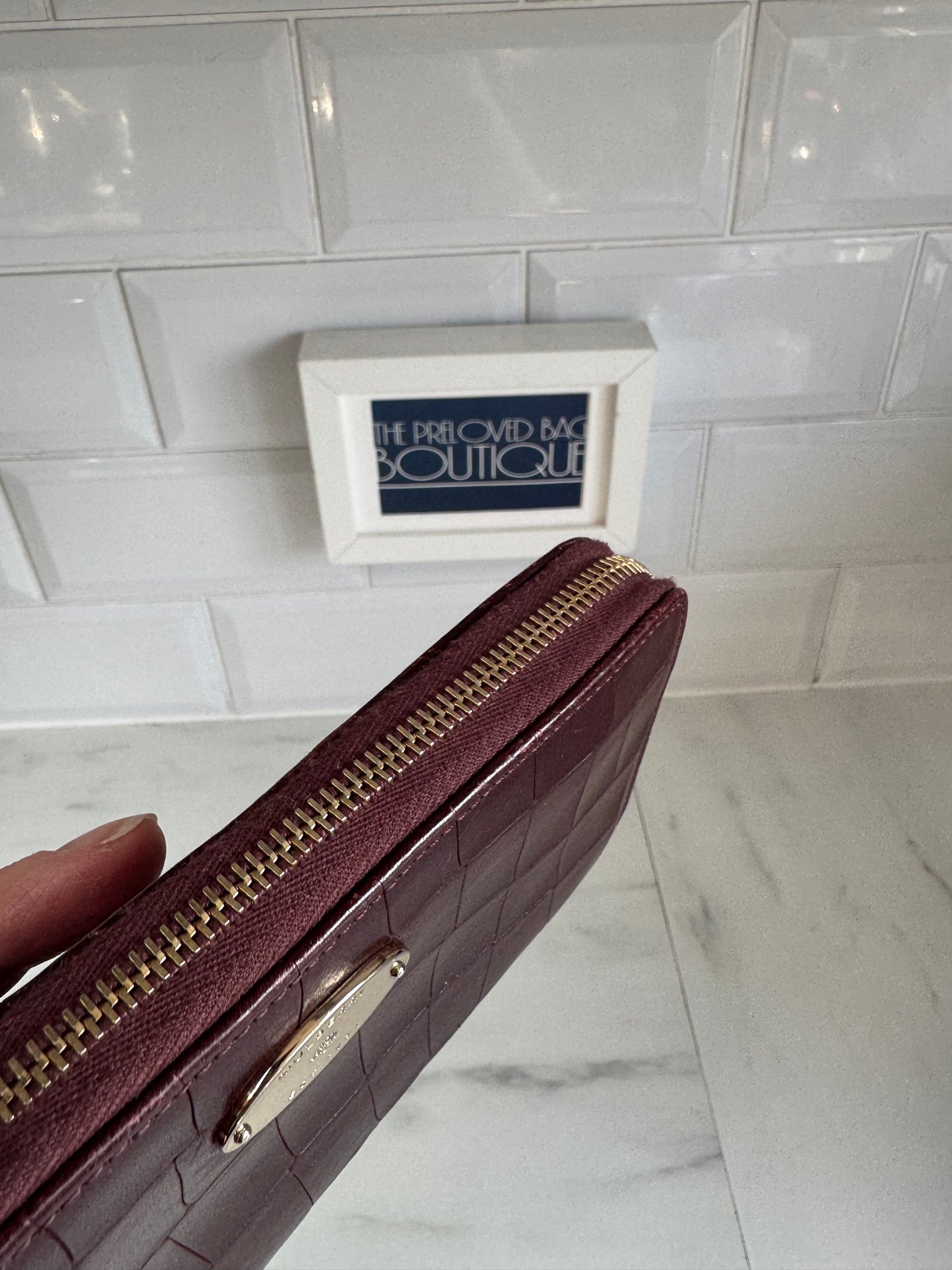 Mulberry Plaque Wallet - Oxblood Croc Embossed