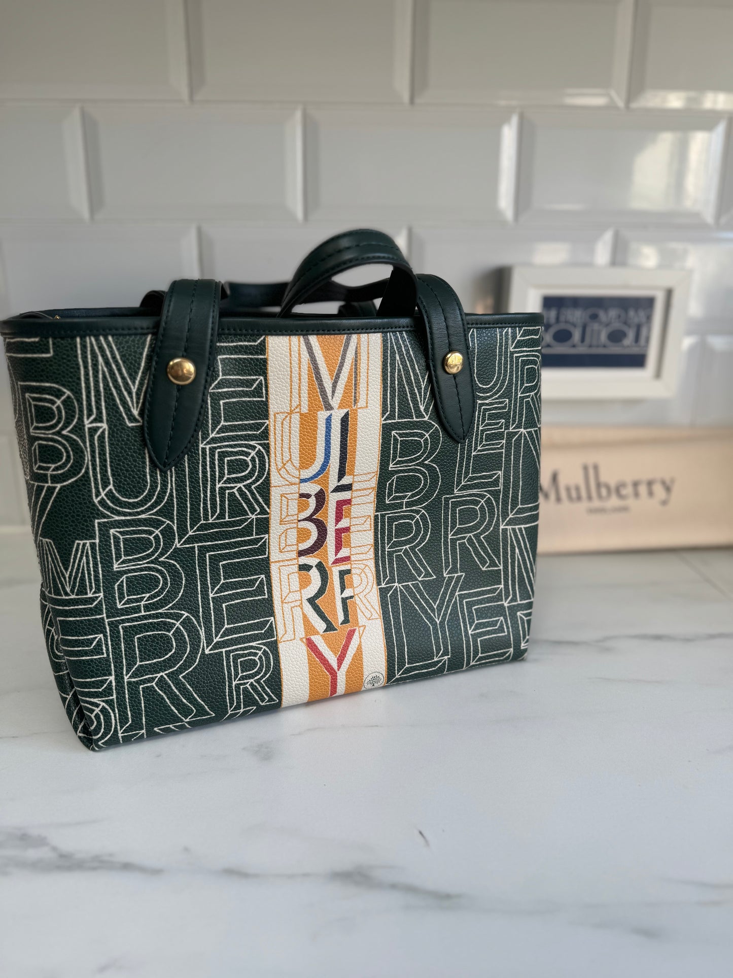 Mulberry Eco Scotchgrain Typography Tote - Multicolour