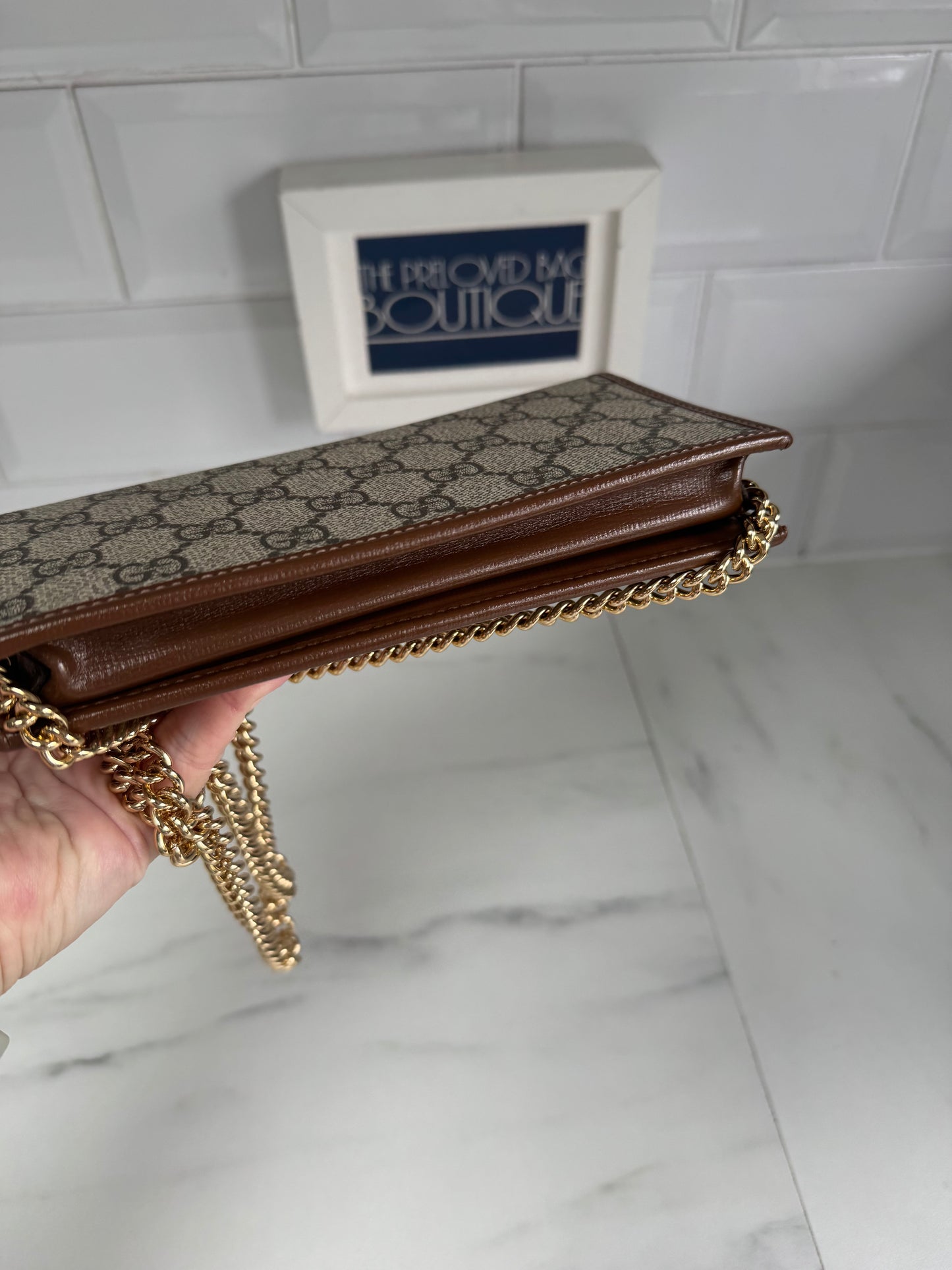 Gucci Horsebit Wallet on Chain - Brown and Beige