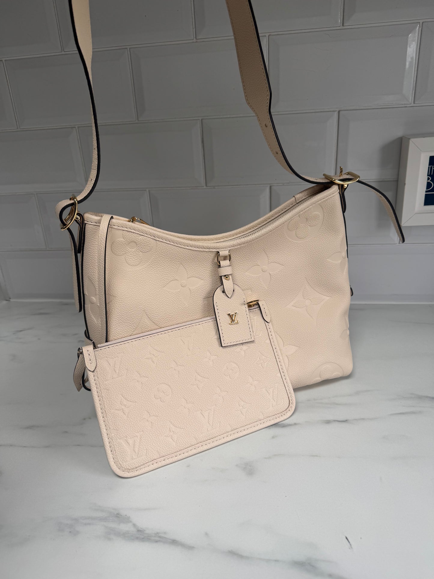 Louis Vuitton Carryall Creme Giant Monogram Emperiente PM - White