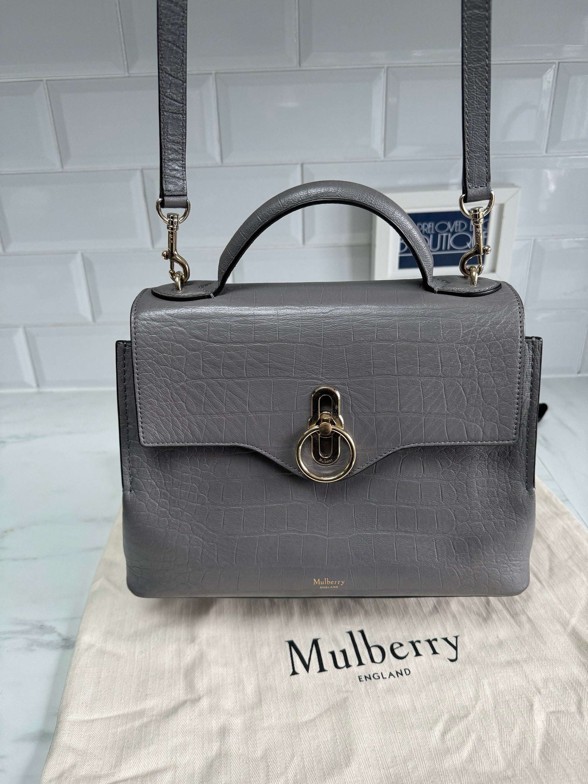 Mulberry Small Seaton Charcoal The Preloved Bag Boutique