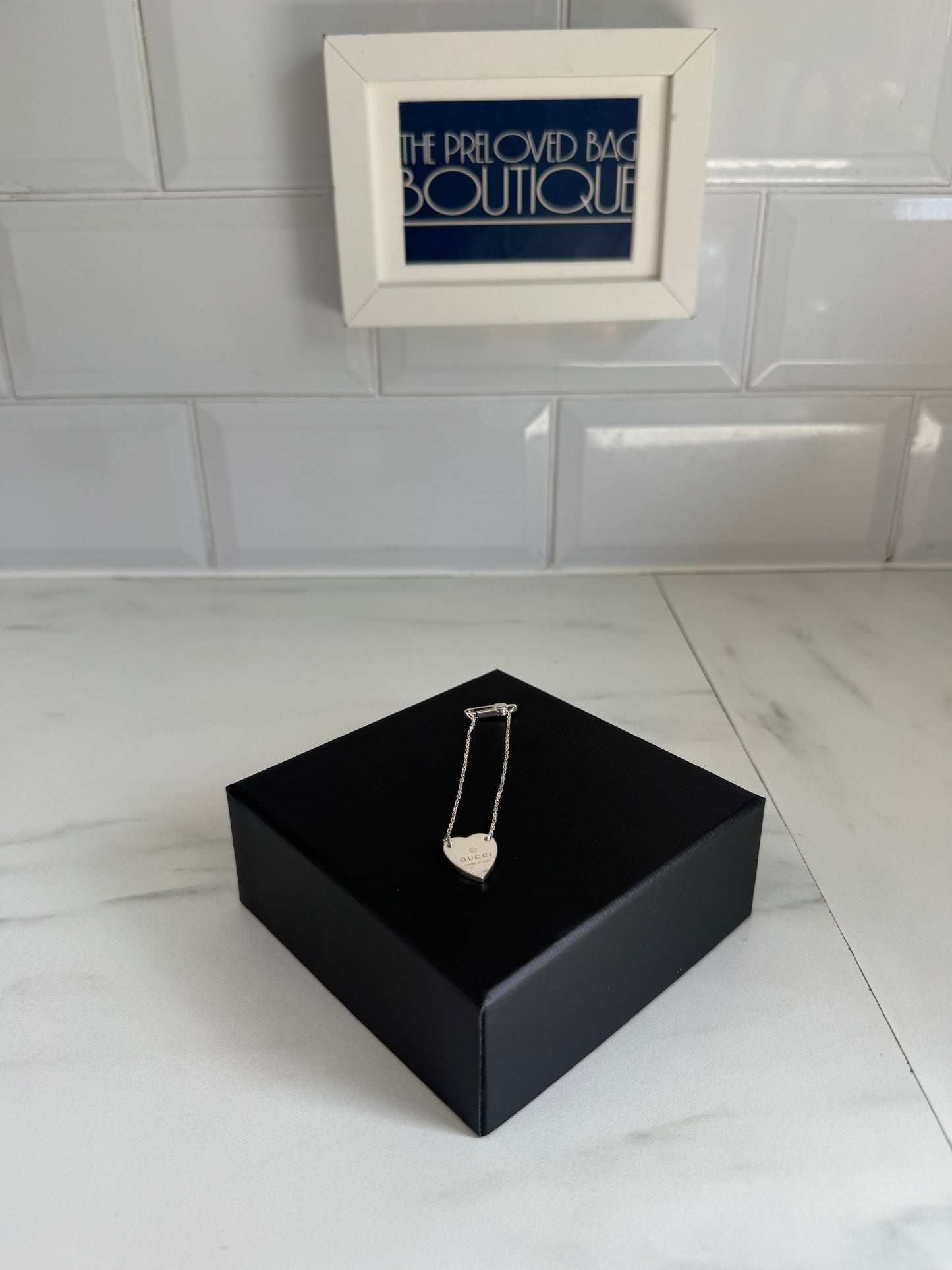 Gucci Trademark Bracelet with heart pendant -  Silver