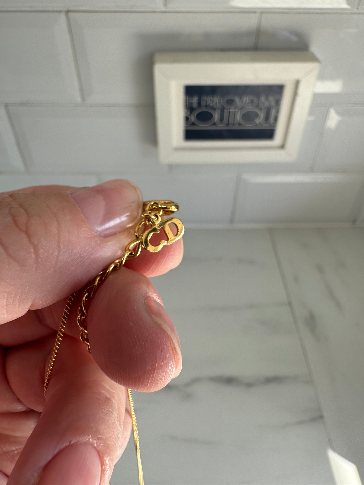 Christian Dior Vintage Logo Disc Necklace - Gold