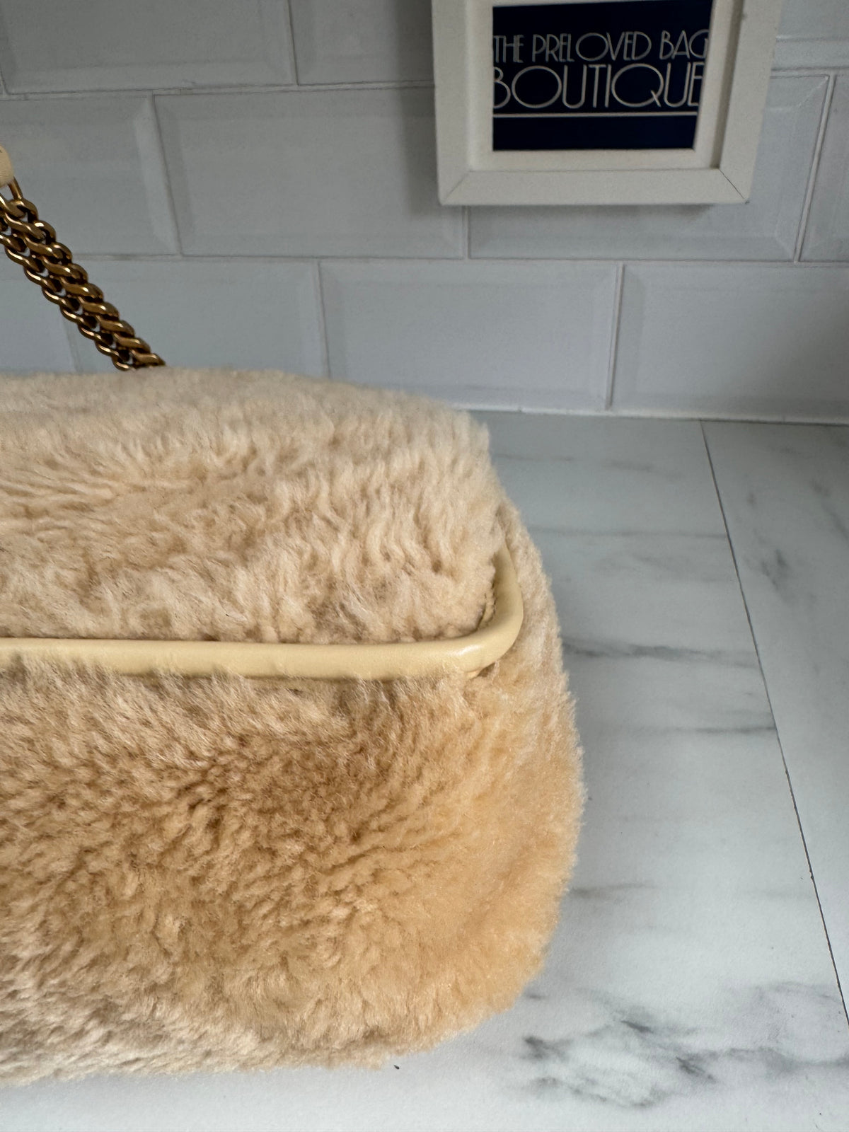 Saint Laurent Medium Niki Shearling - Cream