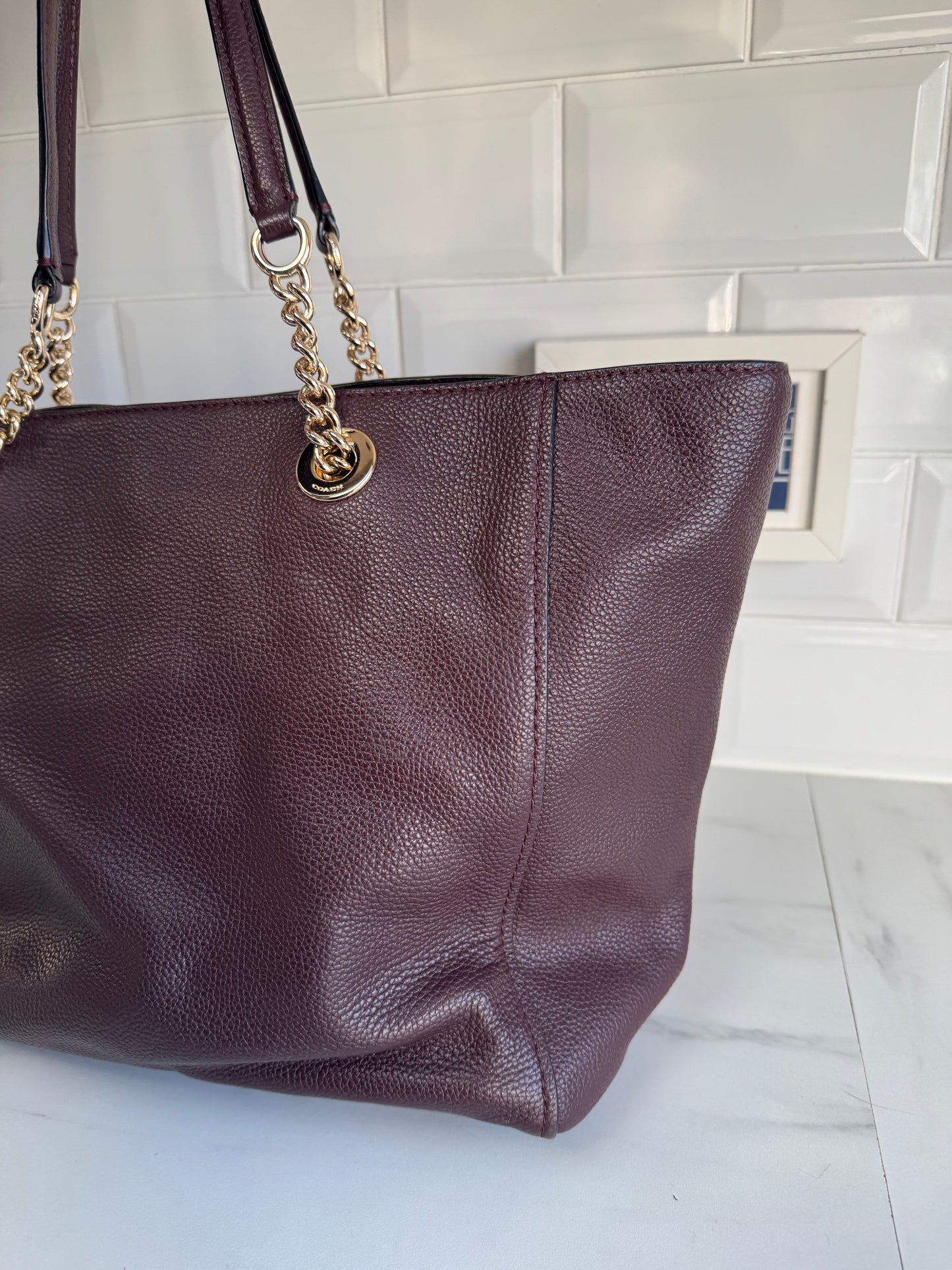 Coach Turnlock Tote - Burgundy