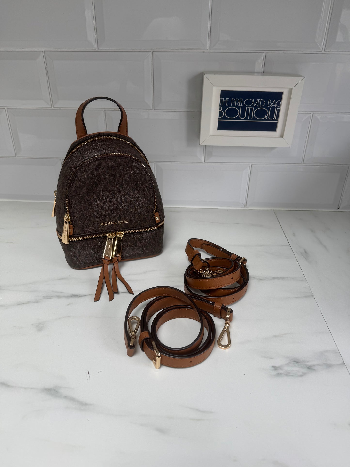 Michael Kors Rhea Mini Backpack - Brown
