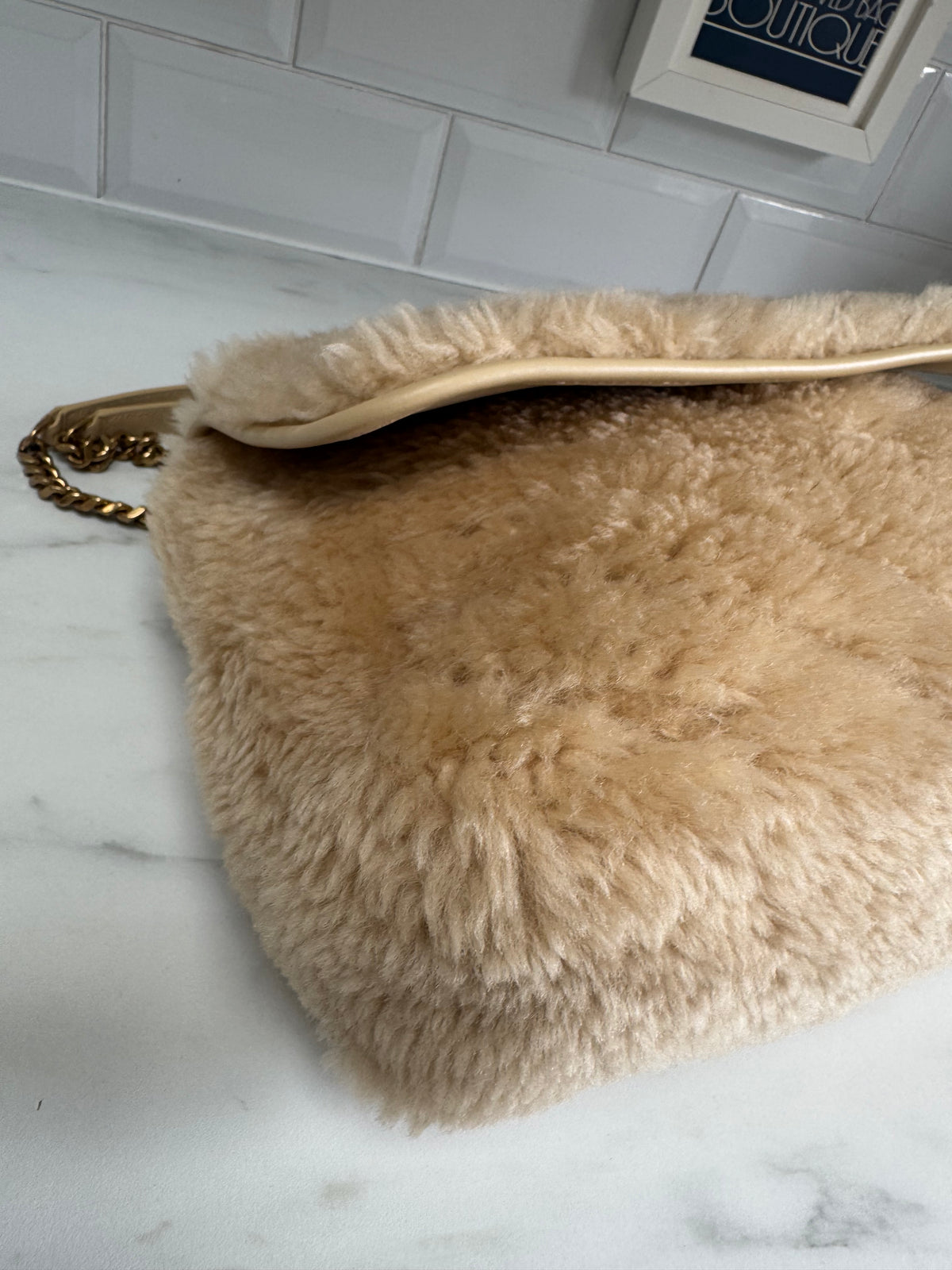 Saint Laurent Medium Niki Shearling - Cream