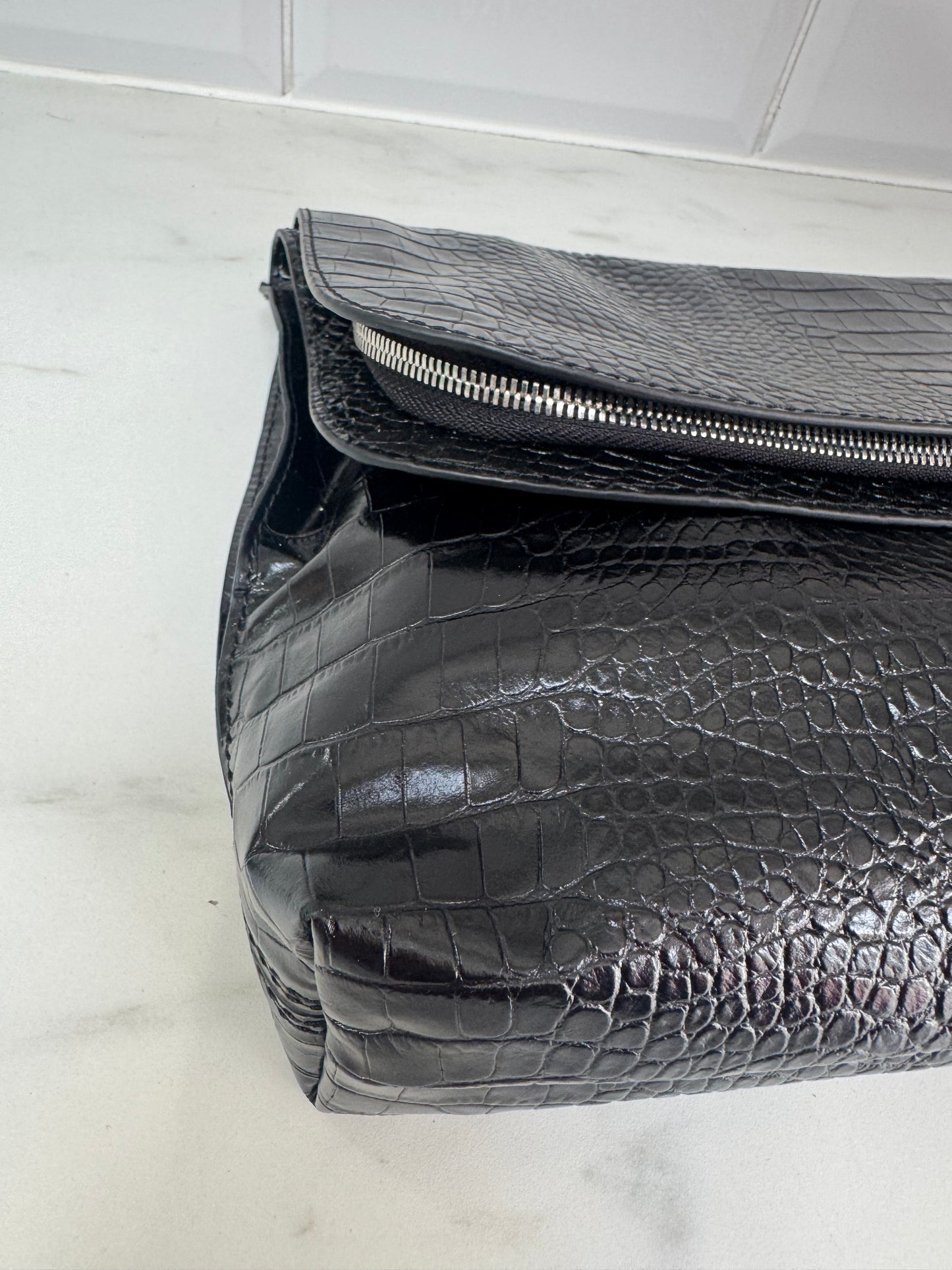 Giuseppe Zanotti Oversized Clutch - Black Croc Embossed