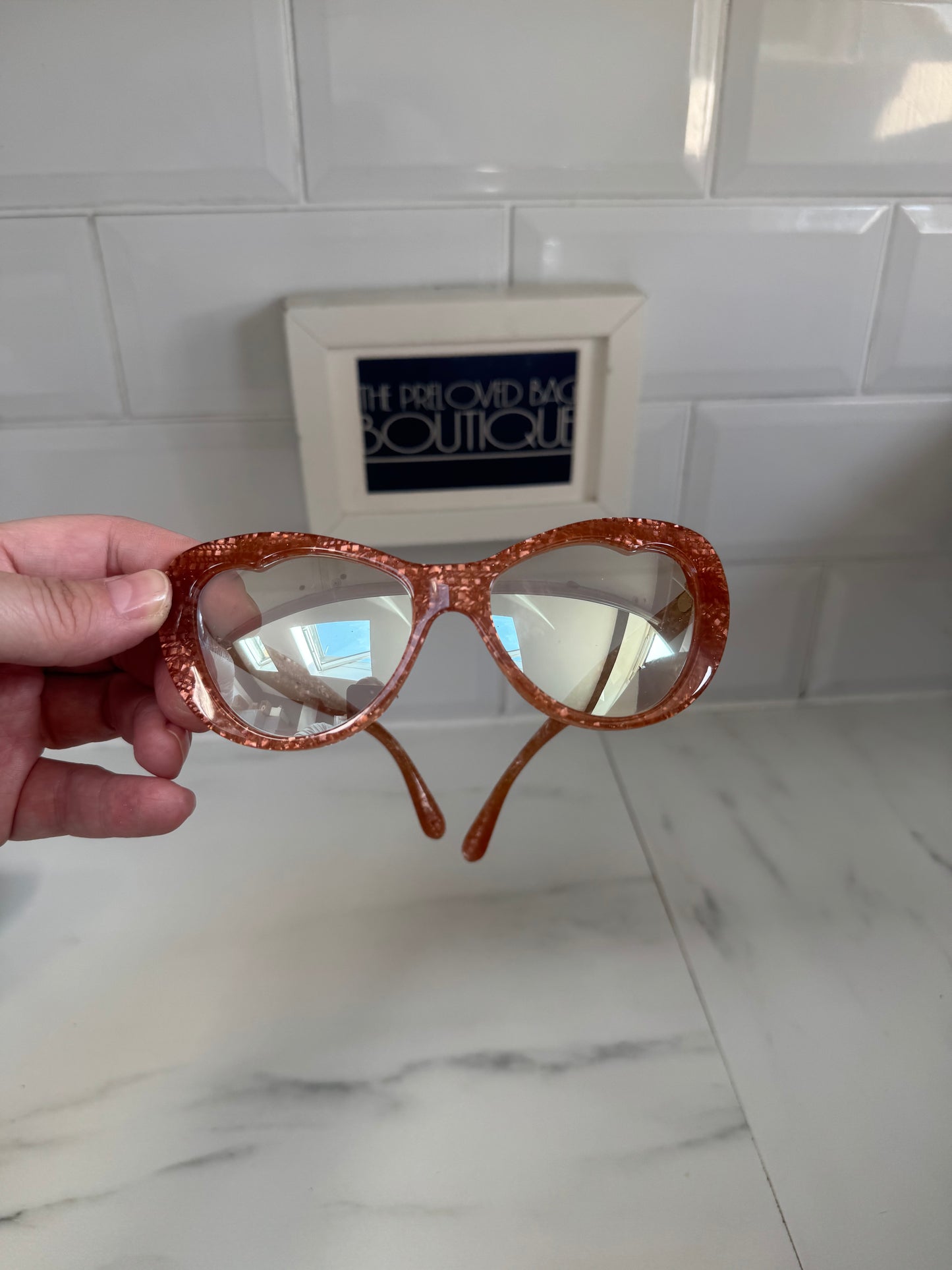 Miu Miu Cat Eye Tinted Sunglasses - pink and gold