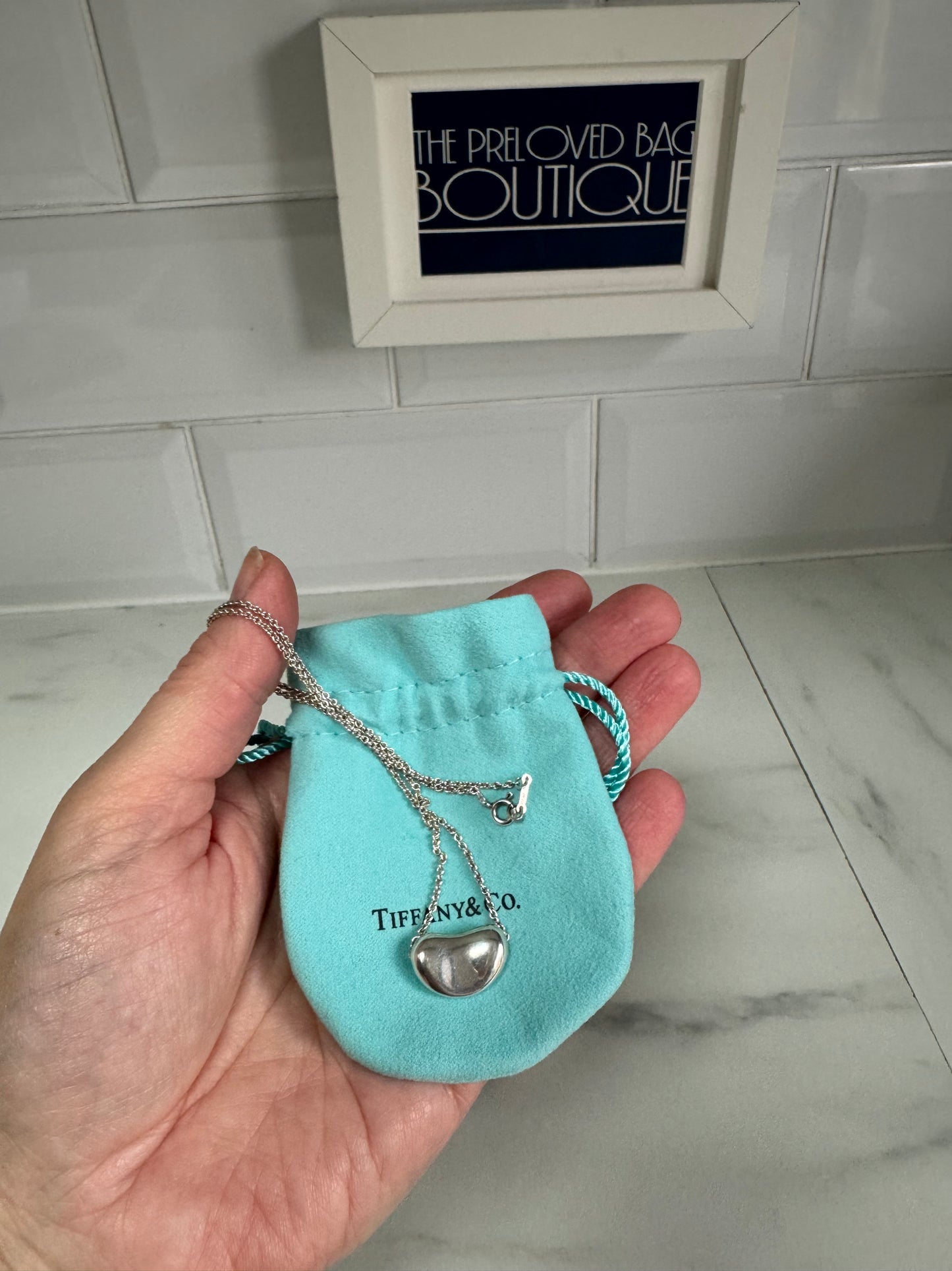 Tiffany & Co Elsa Peretti Bean Necklace - Silver