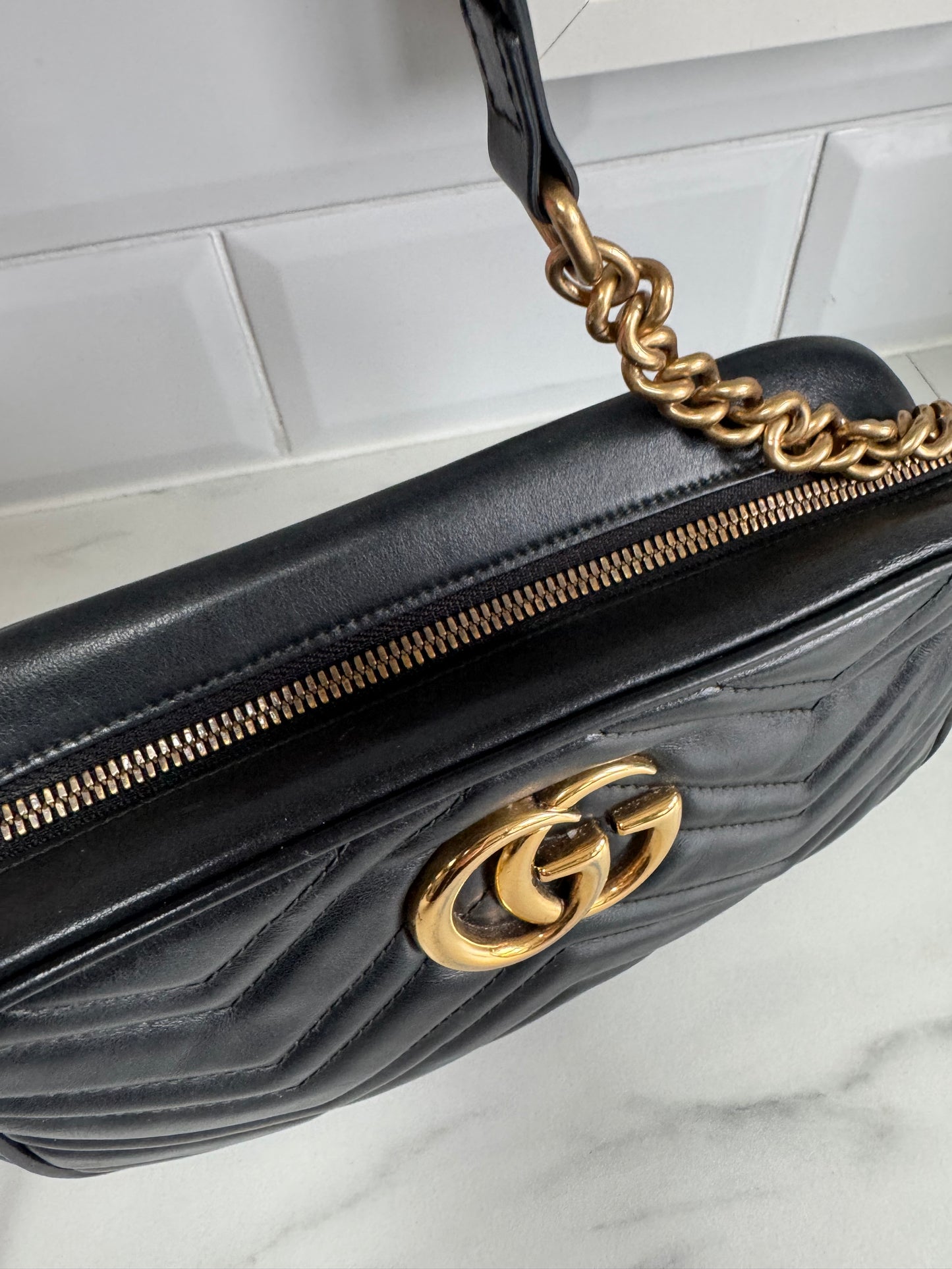 Gucci GG Mini Marmont Shoulder Bag - Black